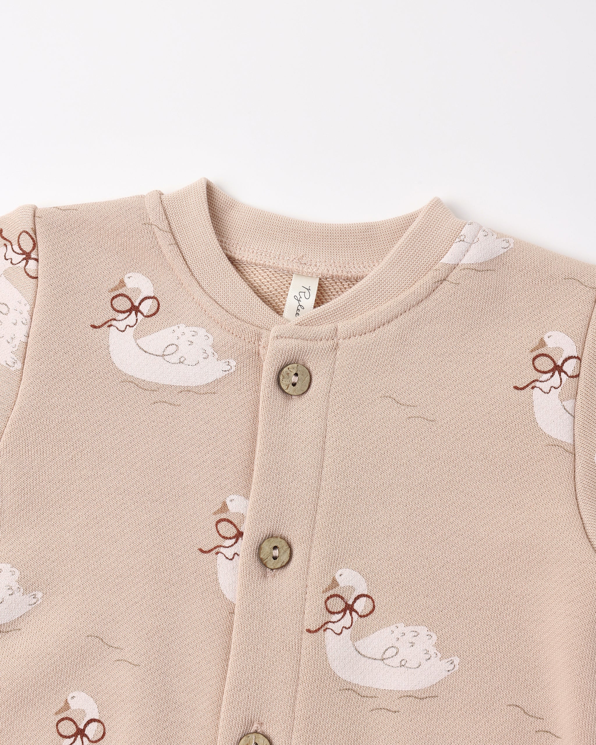 Button Down Jumpsuit Swans - Rylee + Cru | Kids Clothes | Trendy Baby Clothes | Modern Infant Outfits |