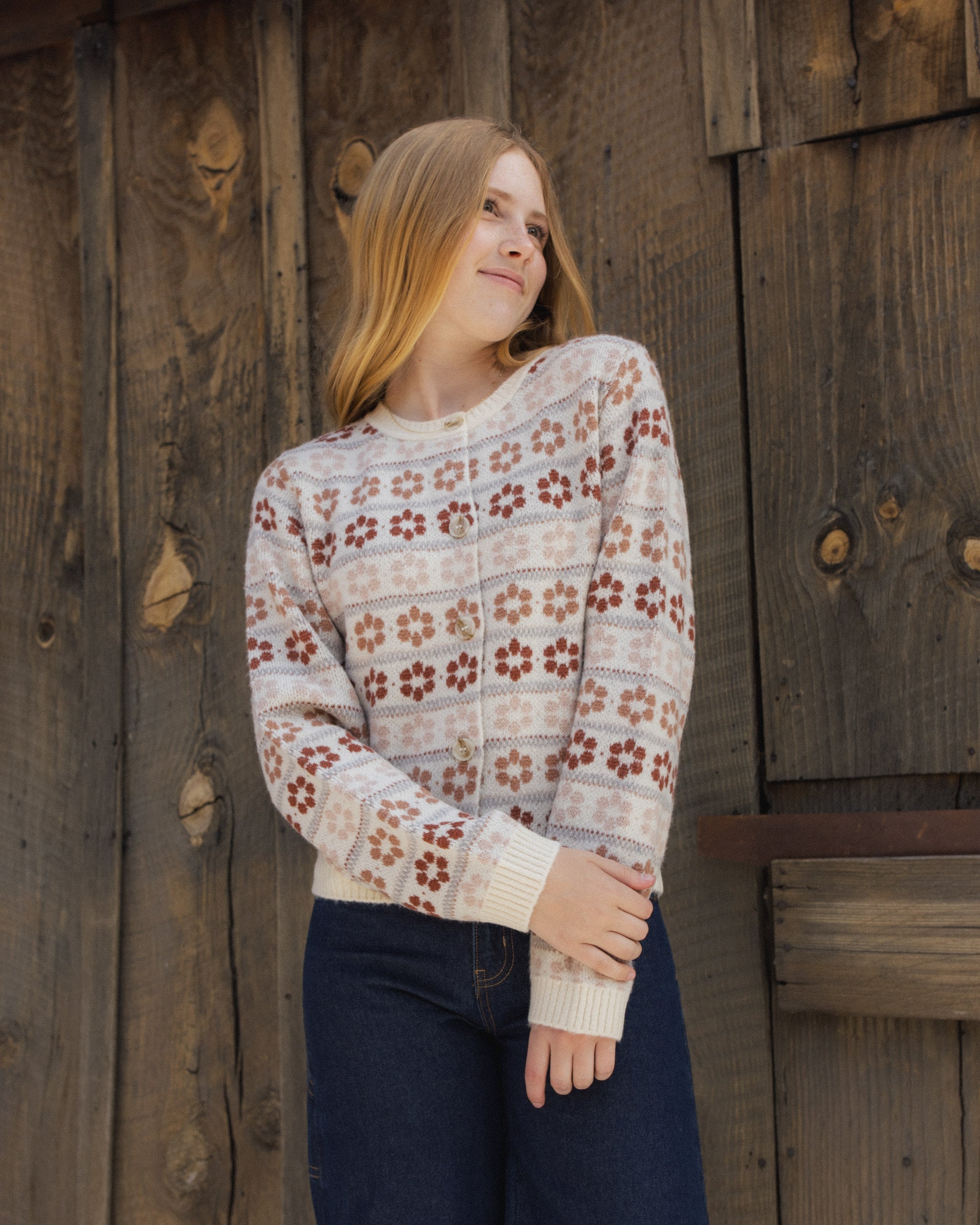 Teen Cheyenne Cardigan Flower Fair Isle - Rylee + Cru | Kids Clothes | Trendy Baby Clothes | Modern Infant Outfits |