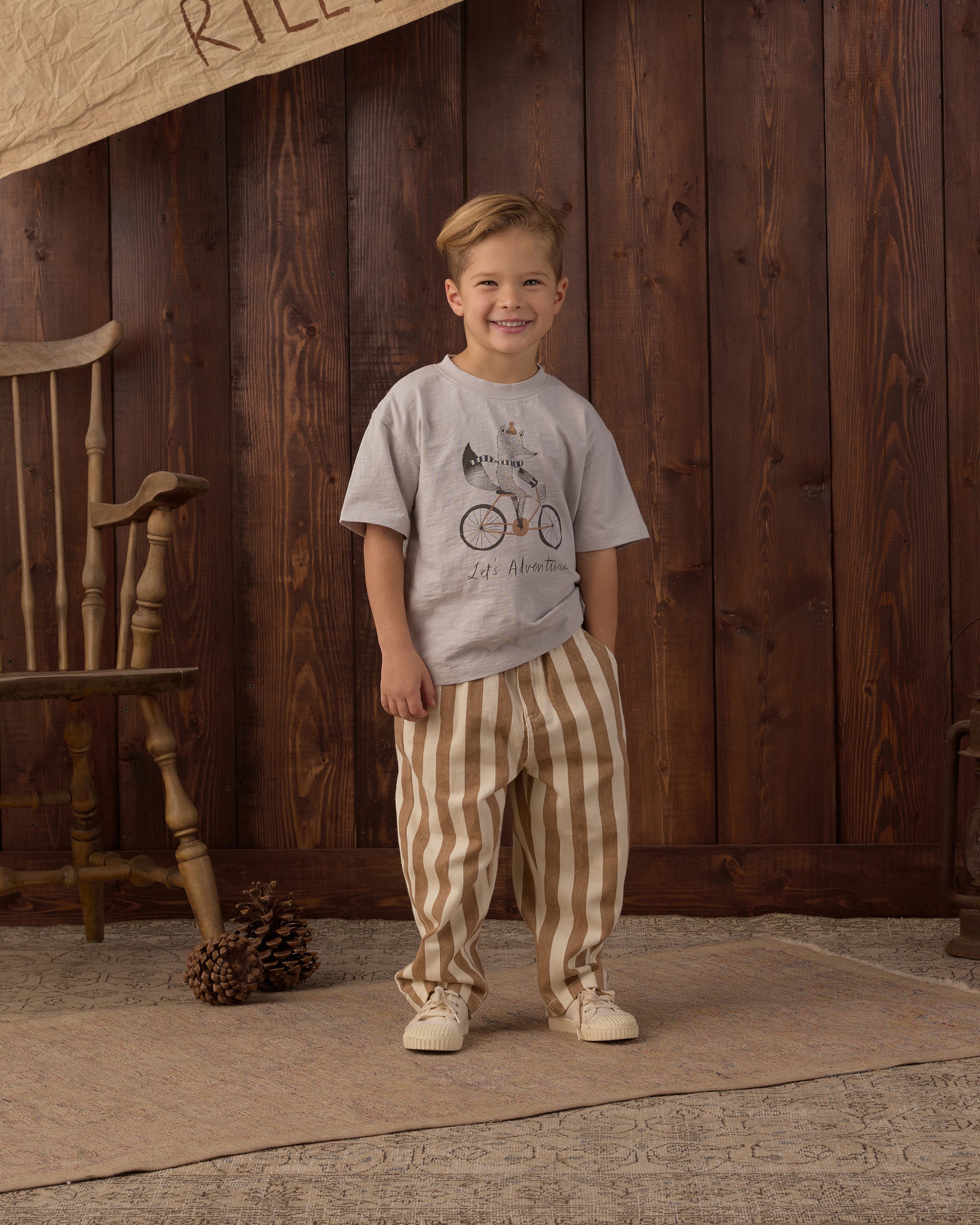 Baggy Pant Fawn Pinstripe - Rylee + Cru | Kids Clothes | Trendy Baby Clothes | Modern Infant Outfits |