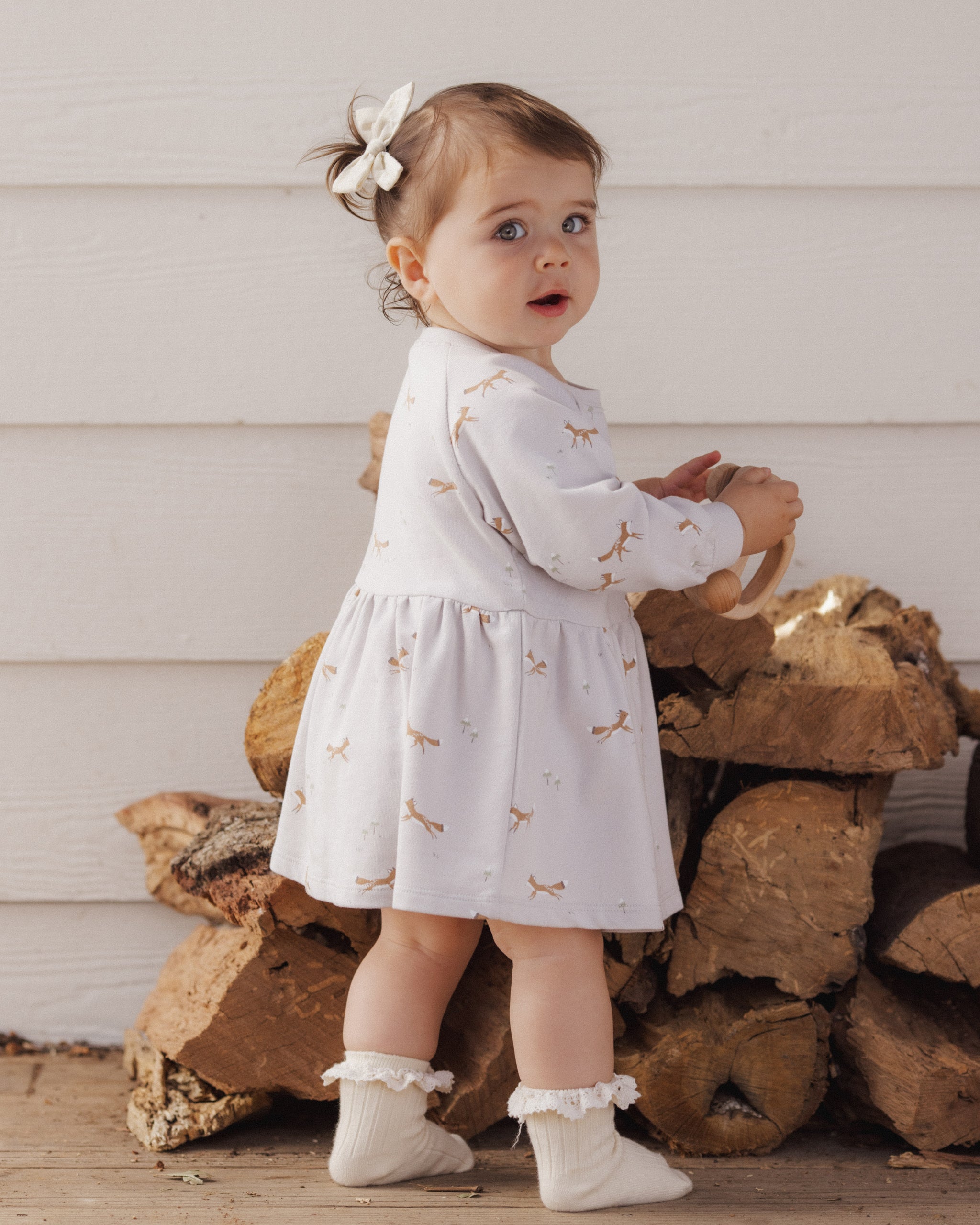 Raglan Dress Foxes - Rylee + Cru | Kids Clothes | Trendy Baby Clothes | Modern Infant Outfits |