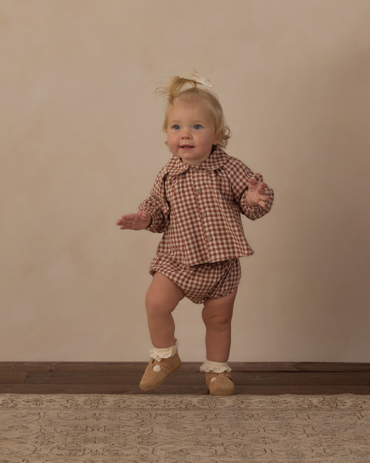 Nellie Set Brick Check - Rylee + Cru | Kids Clothes | Trendy Baby Clothes | Modern Infant Outfits |