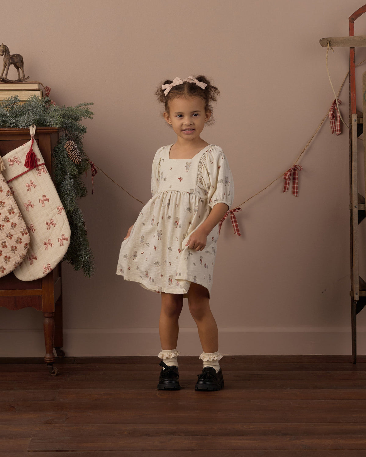 Brea Dress Holiday Mouse - Rylee + Cru | Kids Clothes | Trendy Baby Clothes | Modern Infant Outfits |