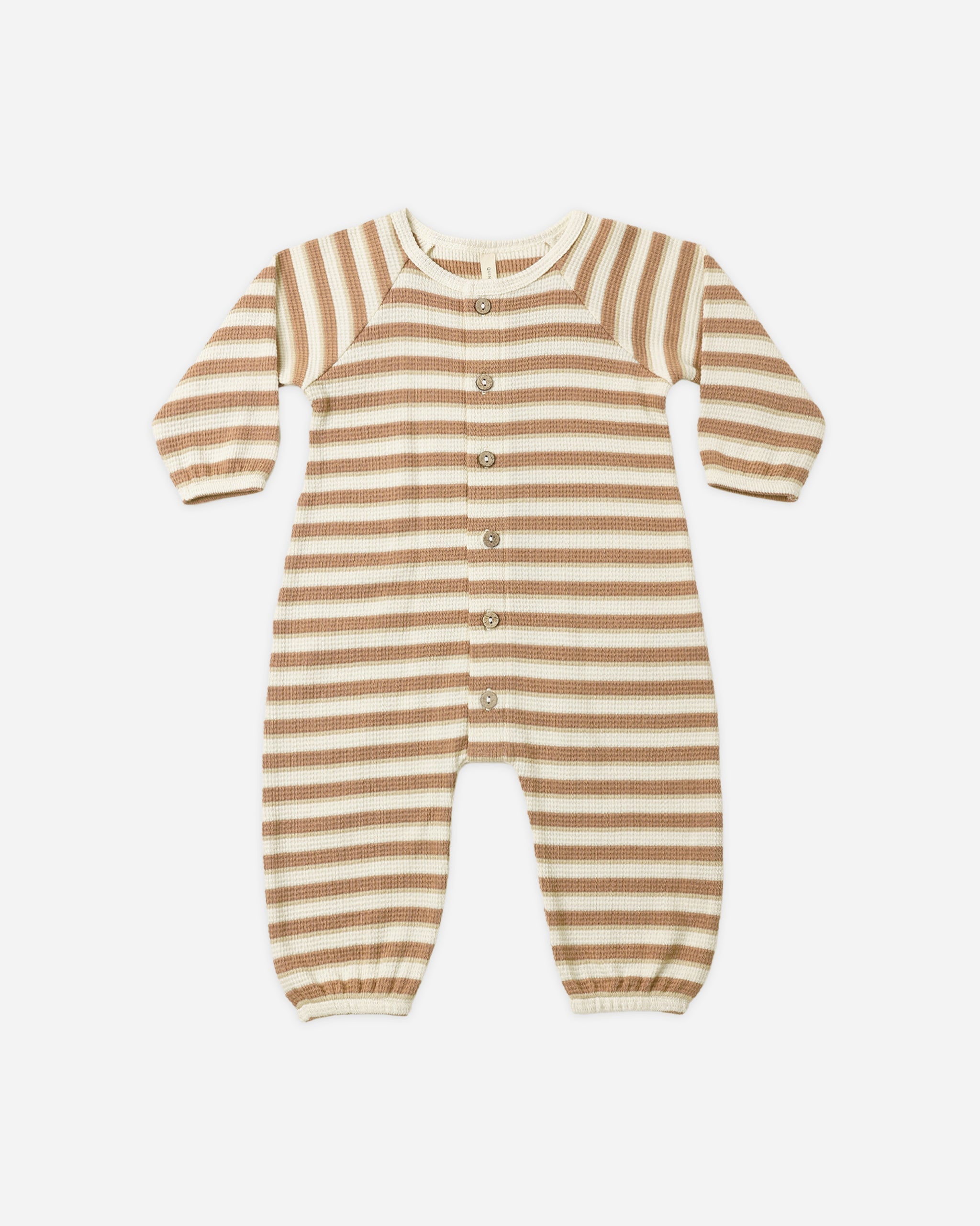 Waffle Long Sleeve Jumpsuit Spice Stripe - Rylee + Cru | Kids Clothes | Trendy Baby Clothes | Modern Infant Outfits |