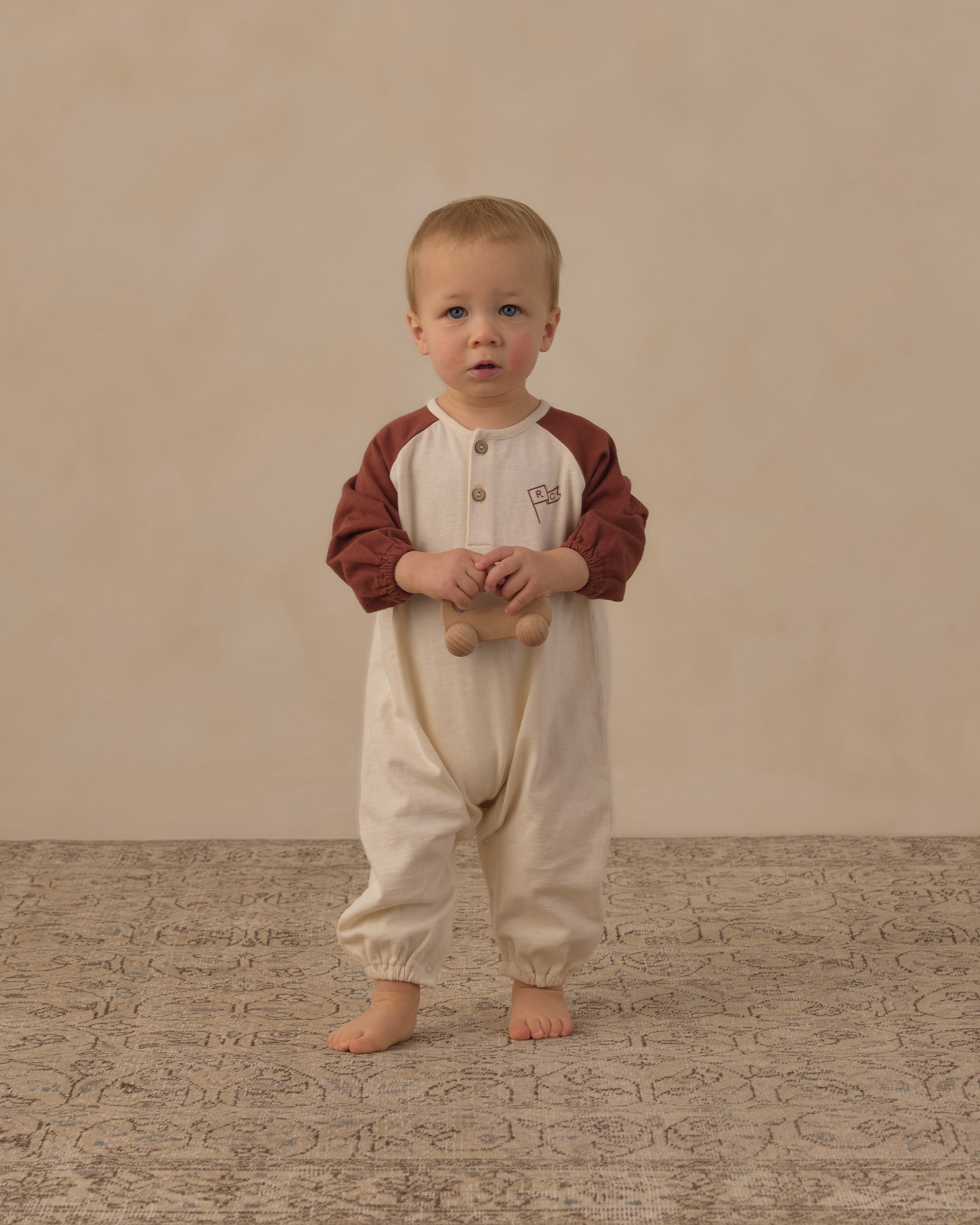 Henley Jumpsuit Brick Color Block - Rylee + Cru | Kids Clothes | Trendy Baby Clothes | Modern Infant Outfits |