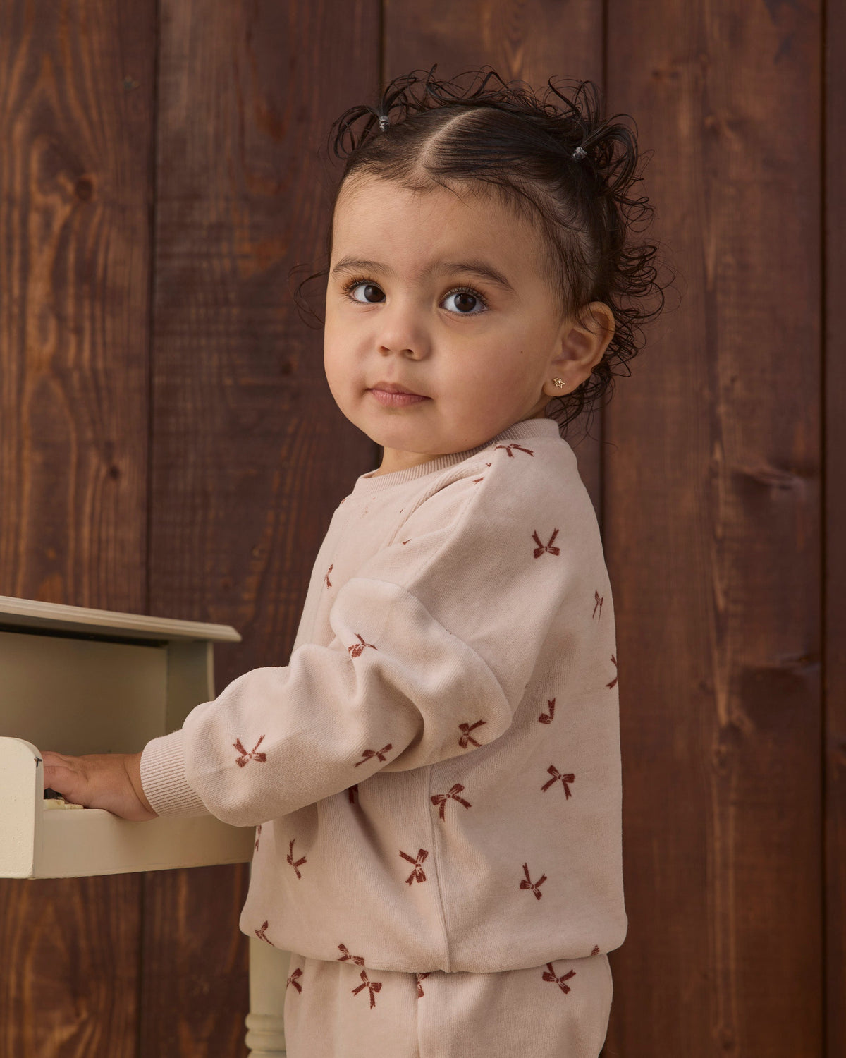 Velour Relaxed Sweatshirt Red Bows - Rylee + Cru | Kids Clothes | Trendy Baby Clothes | Modern Infant Outfits |