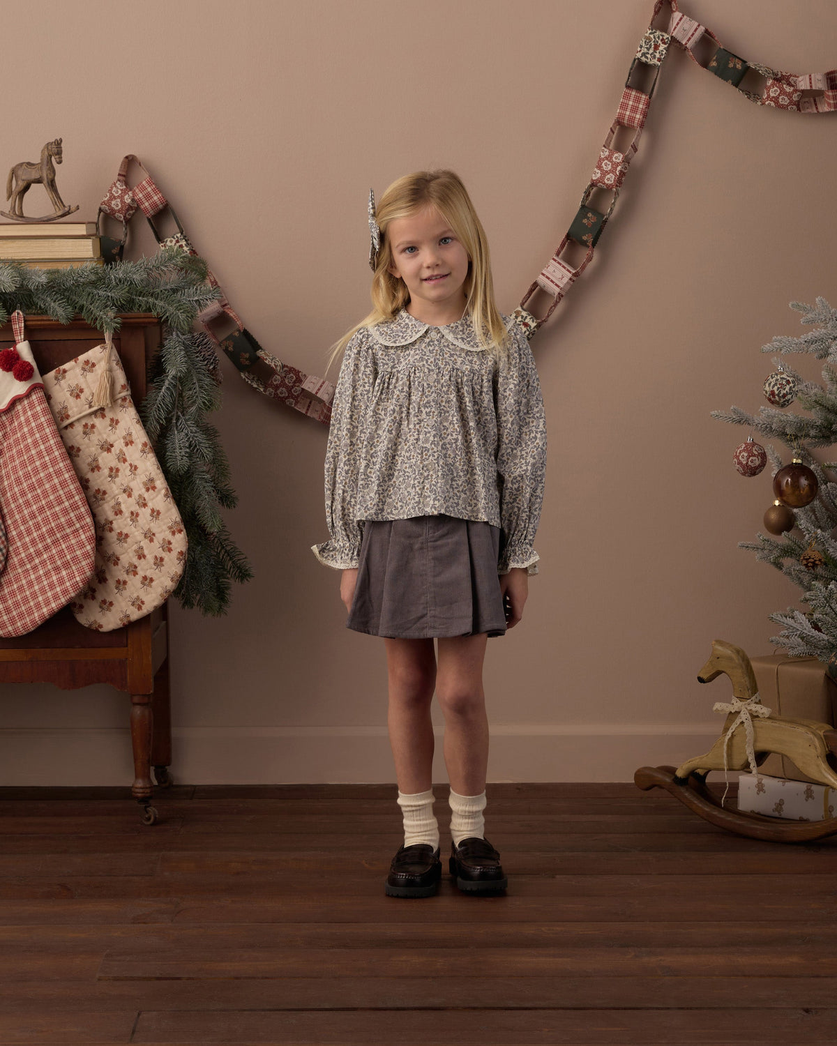 Kat Blouse Slate Floral - Rylee + Cru | Kids Clothes | Trendy Baby Clothes | Modern Infant Outfits |