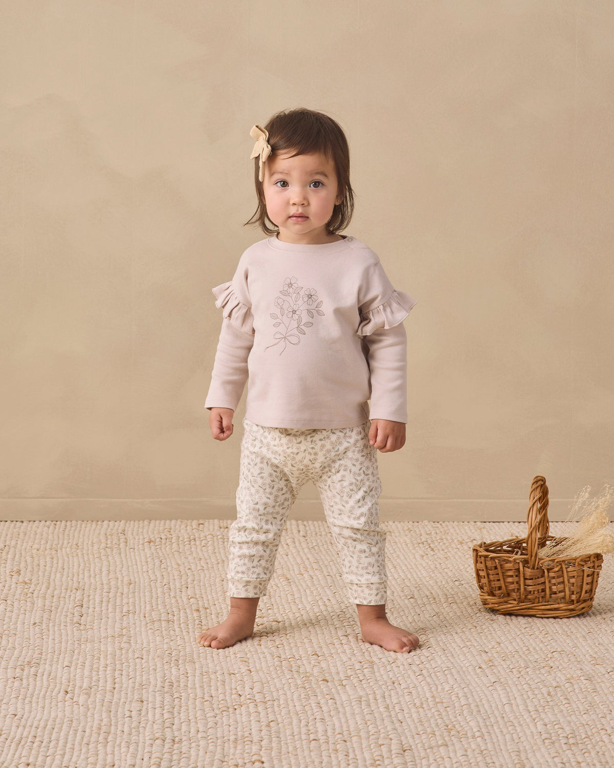 Ruffle Long Sleeve Tee Fleur - Rylee + Cru | Kids Clothes | Trendy Baby Clothes | Modern Infant Outfits |