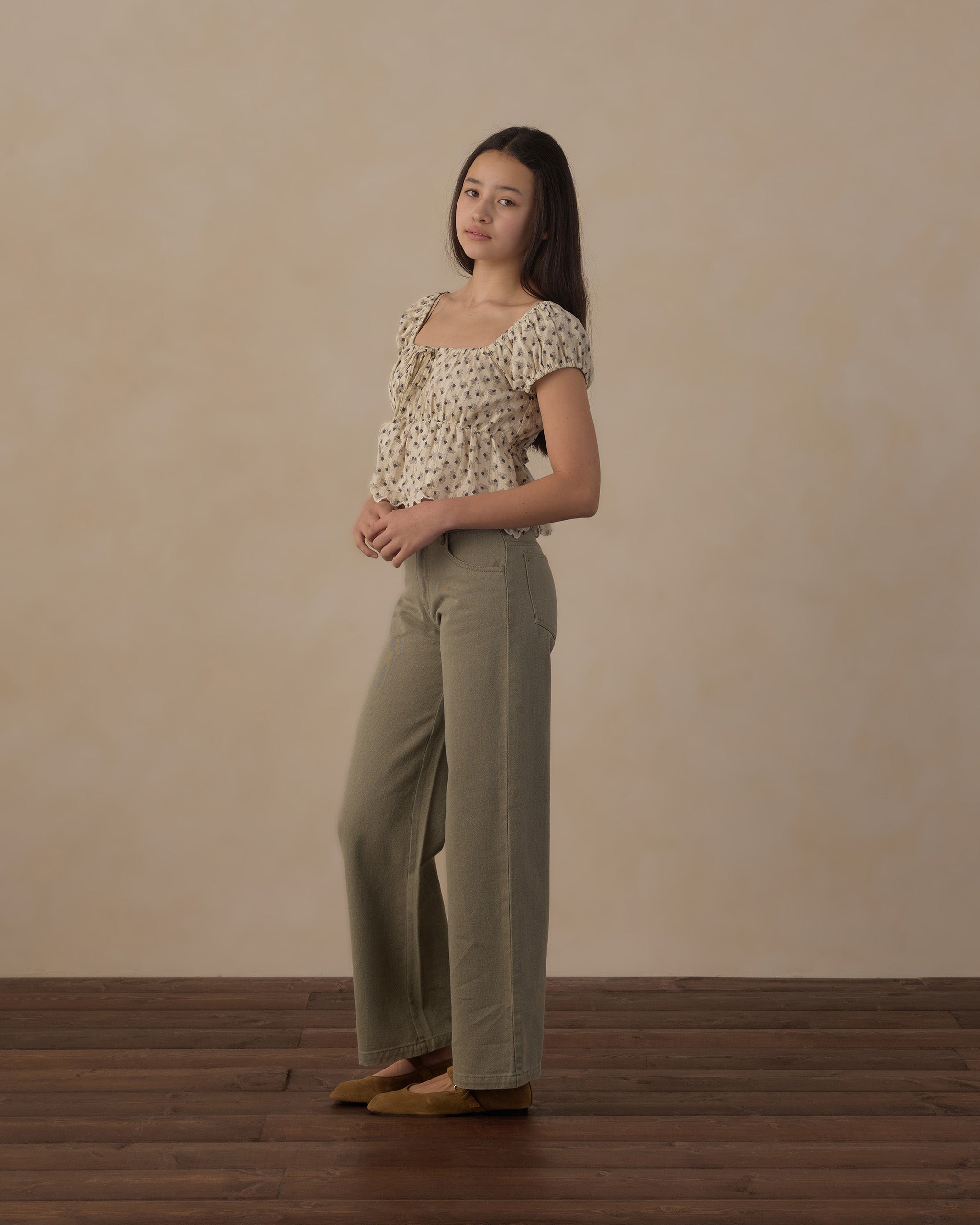 Teen Baggy Wide Leg Denim Dark Sage - Rylee + Cru | Kids Clothes | Trendy Baby Clothes | Modern Infant Outfits |