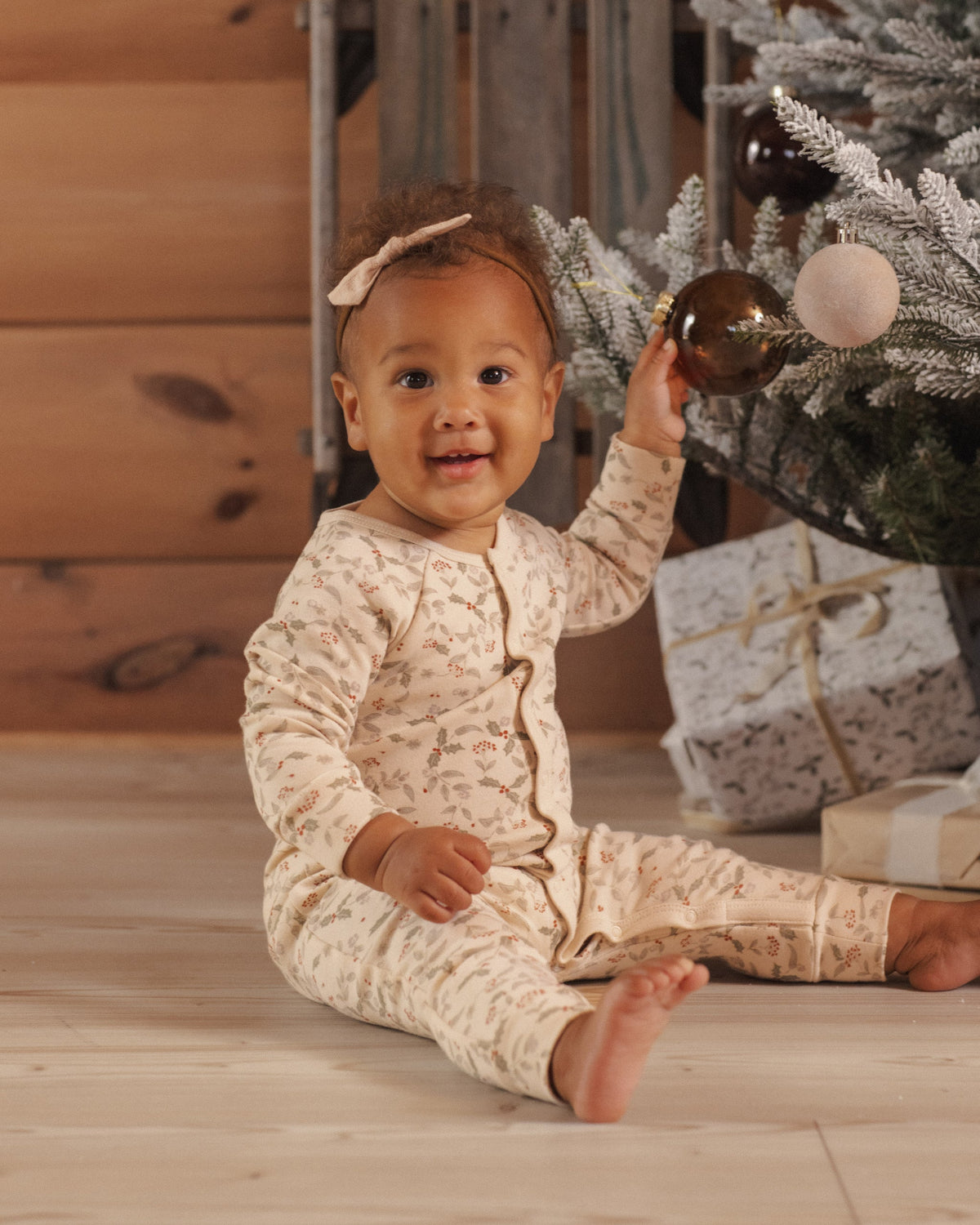 Organic Long John Pajamas Holly Fleur - Rylee + Cru | Kids Clothes | Trendy Baby Clothes | Modern Infant Outfits |