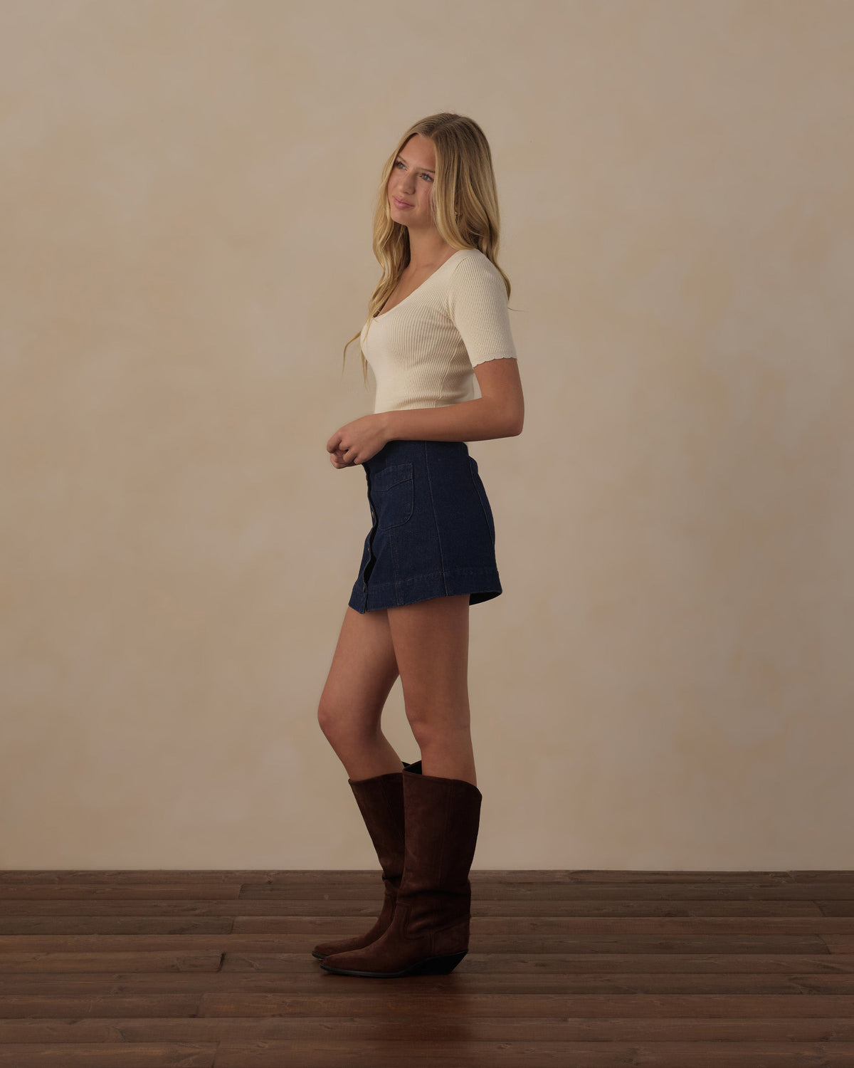 Teen Scallop Tee Natural - Rylee + Cru | Kids Clothes | Trendy Baby Clothes | Modern Infant Outfits |