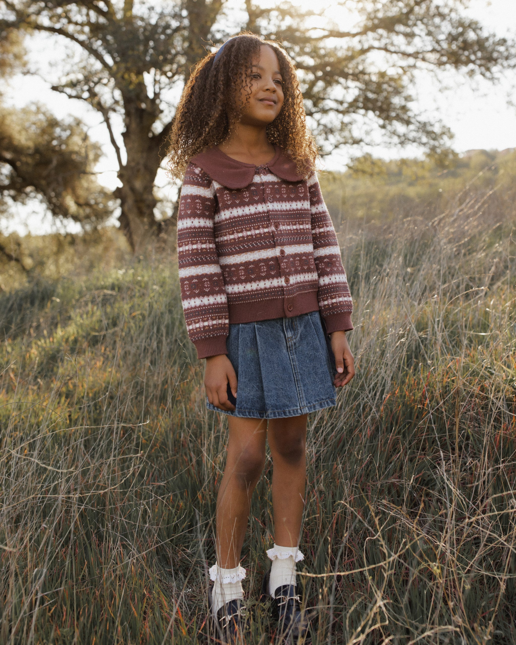 Fair Isle Cardigan Mulberry Stripe - Rylee + Cru | Kids Clothes | Trendy Baby Clothes | Modern Infant Outfits |