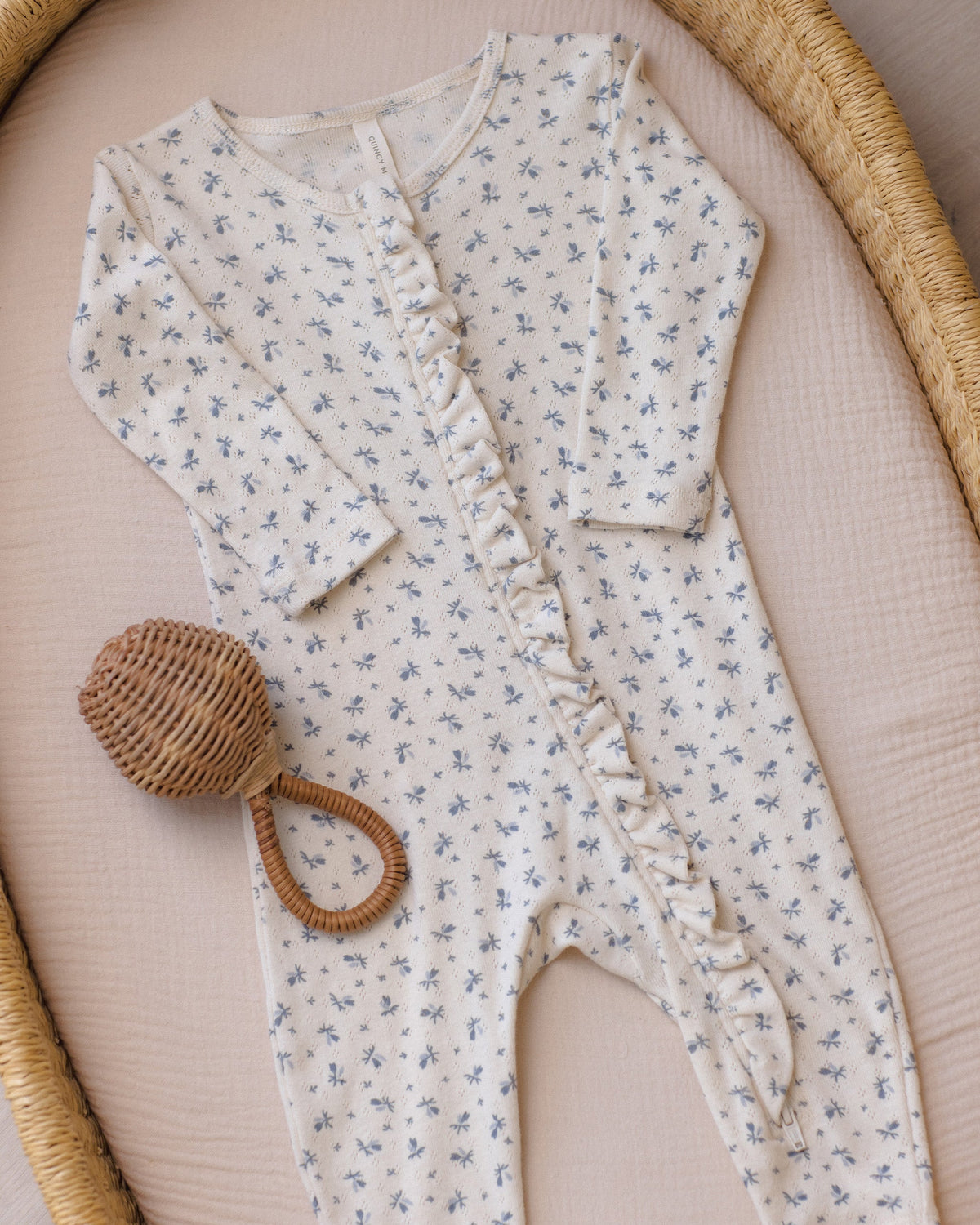 Ruffle Jumpsuit Blue Ditsy - Rylee + Cru | Kids Clothes | Trendy Baby Clothes | Modern Infant Outfits |