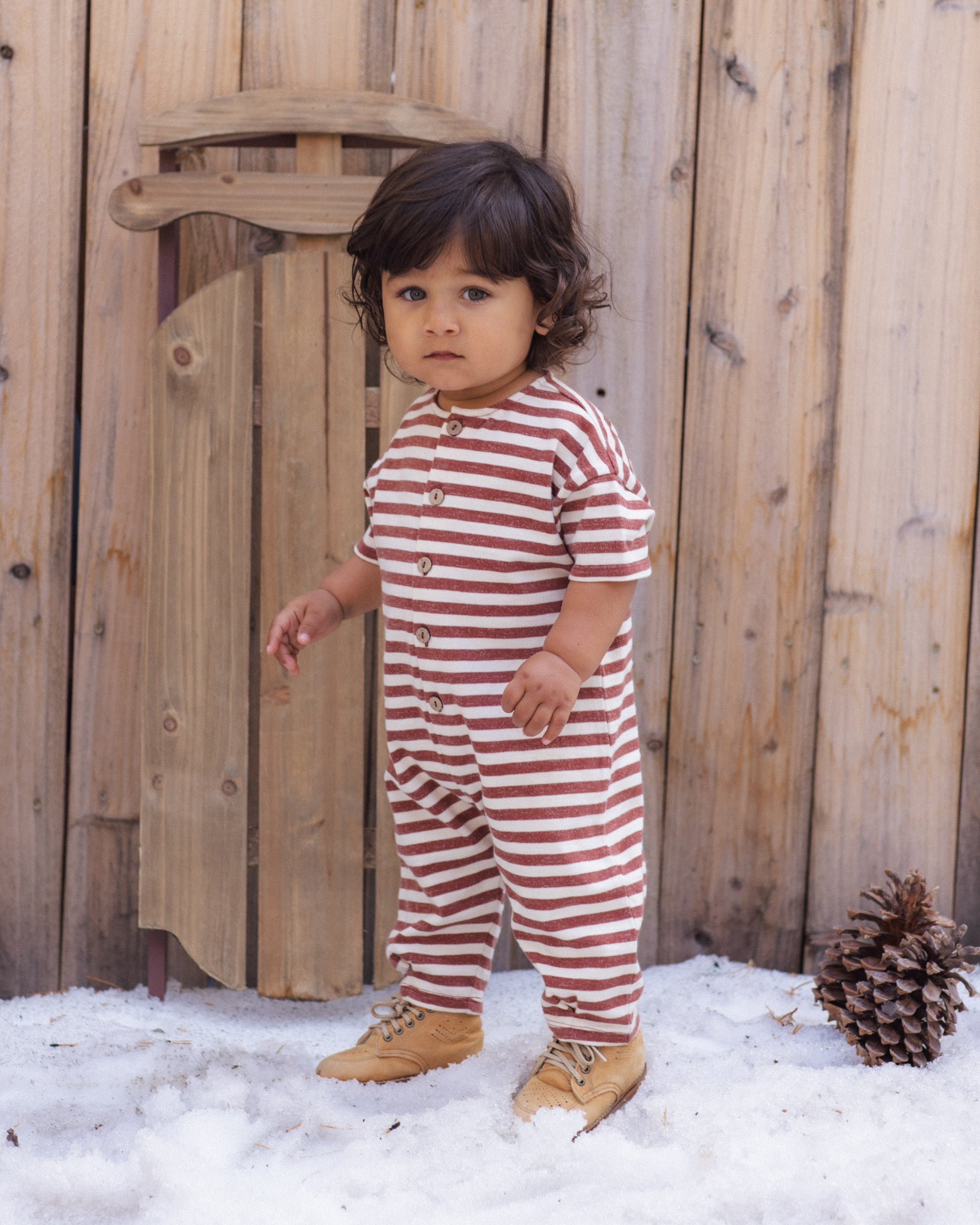 Hayes Jumpsuit Brick Stripe - Rylee + Cru | Kids Clothes | Trendy Baby Clothes | Modern Infant Outfits |