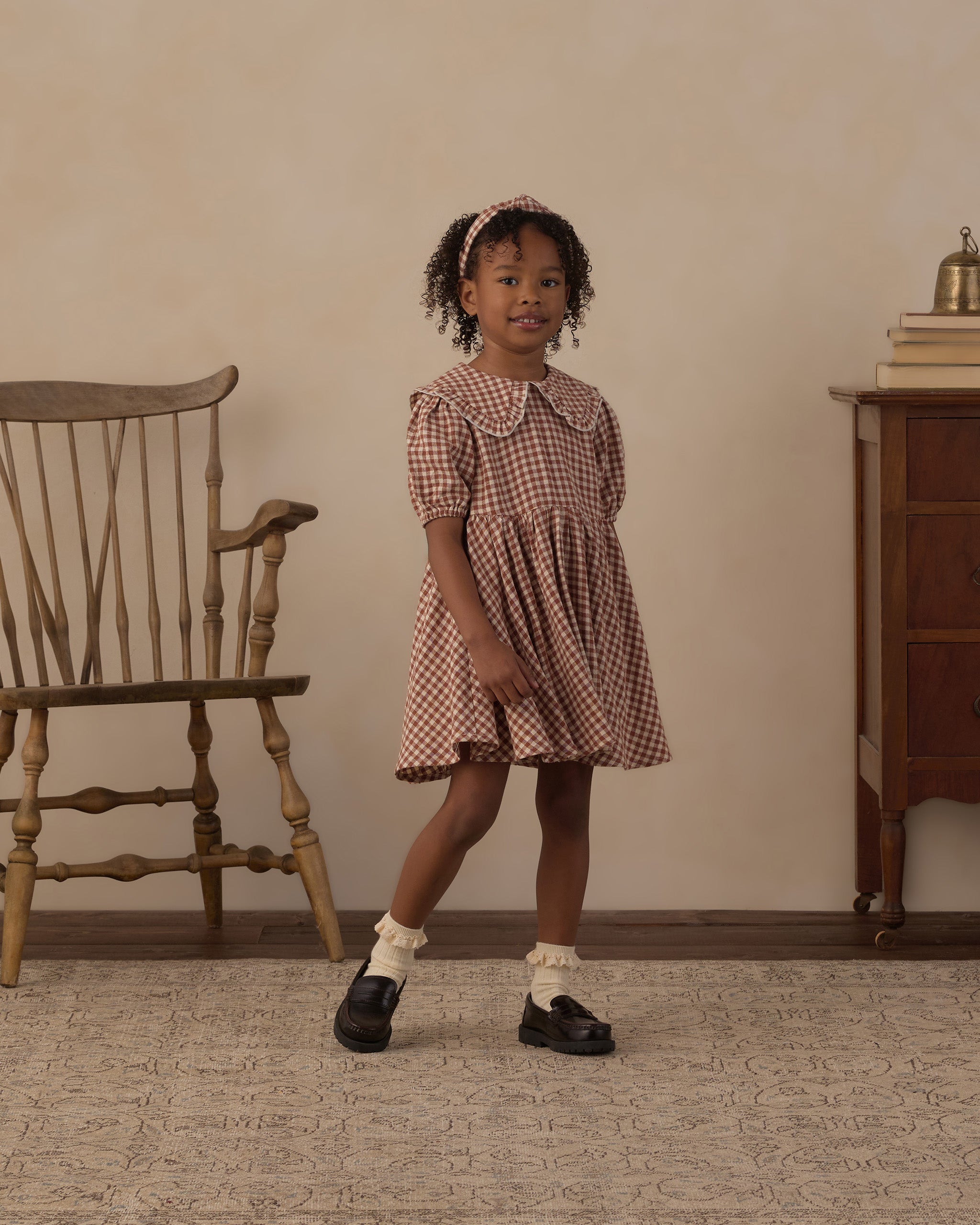 Camille Dress Brick Check - Rylee + Cru | Kids Clothes | Trendy Baby Clothes | Modern Infant Outfits |