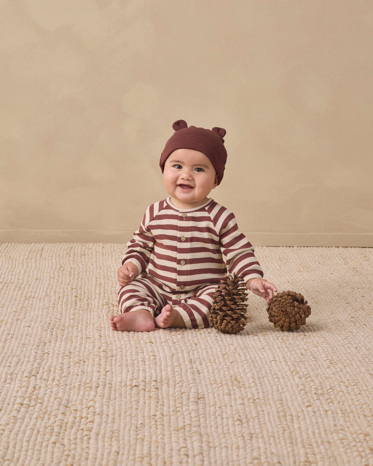 Waffle Long Sleeve Jumpsuit Black Cherry Stripe - Rylee + Cru | Kids Clothes | Trendy Baby Clothes | Modern Infant Outfits |