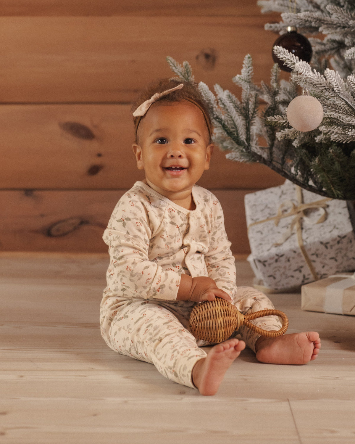 Organic Long John Pajamas Holly Fleur - Rylee + Cru | Kids Clothes | Trendy Baby Clothes | Modern Infant Outfits |