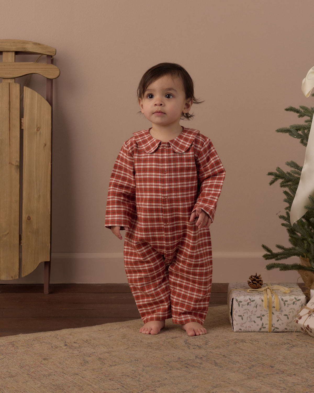 Baby Pajama Romper Ruby Plaid - Rylee + Cru | Kids Clothes | Trendy Baby Clothes | Modern Infant Outfits |