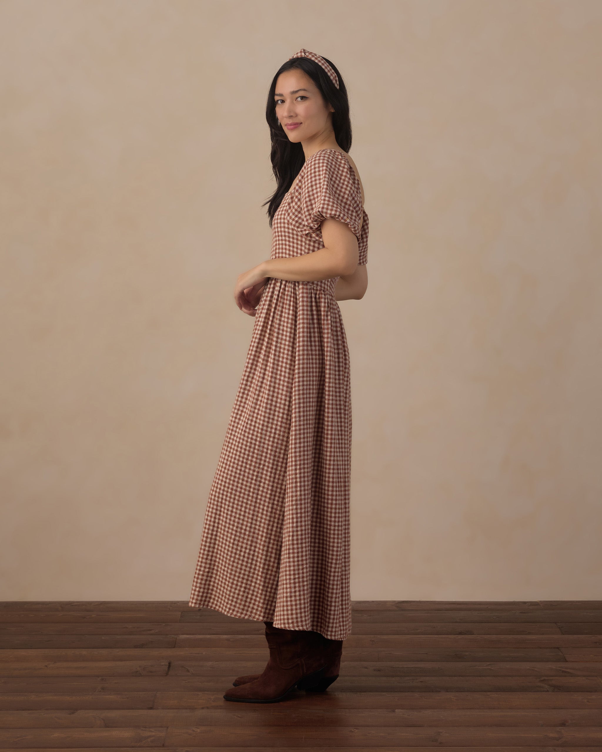 Women's Keyara Dress Brick Check - Rylee + Cru | Kids Clothes | Trendy Baby Clothes | Modern Infant Outfits |