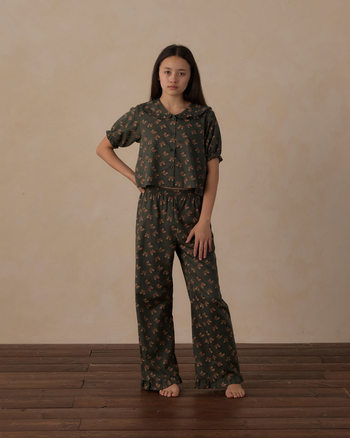 Teen Ruffle Pajamas Evergreen Bouquet - Rylee + Cru | Kids Clothes | Trendy Baby Clothes | Modern Infant Outfits |