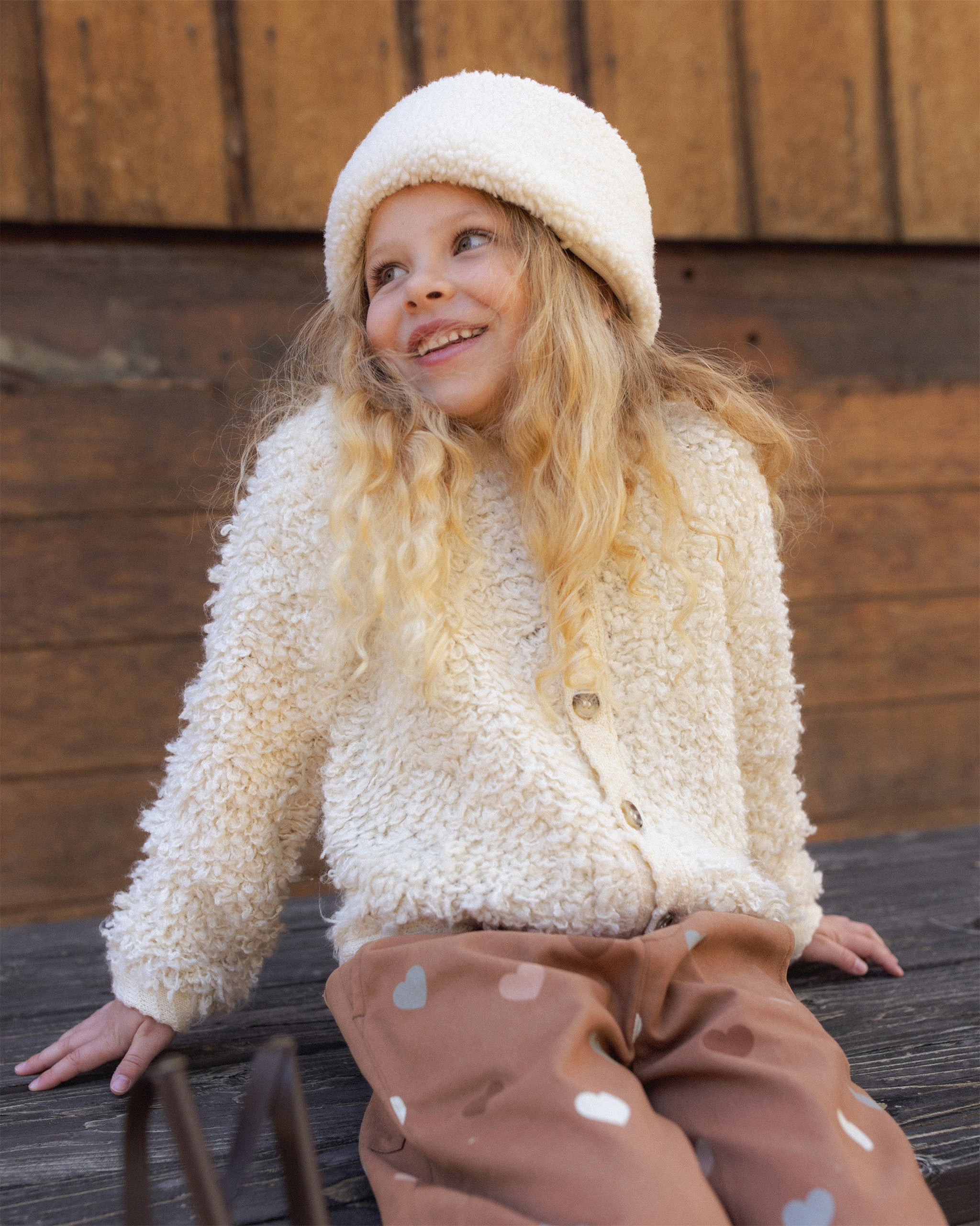 Pom Shearling Beanie Natural - Rylee + Cru | Kids Clothes | Trendy Baby Clothes | Modern Infant Outfits |