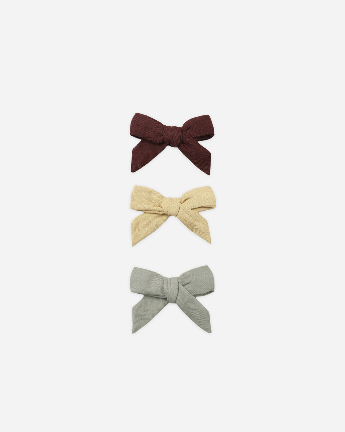 Bow W. Clip, Set Of 3 Black Cherry, Butterscotch, Laurel - Rylee + Cru | Kids Clothes | Trendy Baby Clothes | Modern Infant Outfits |