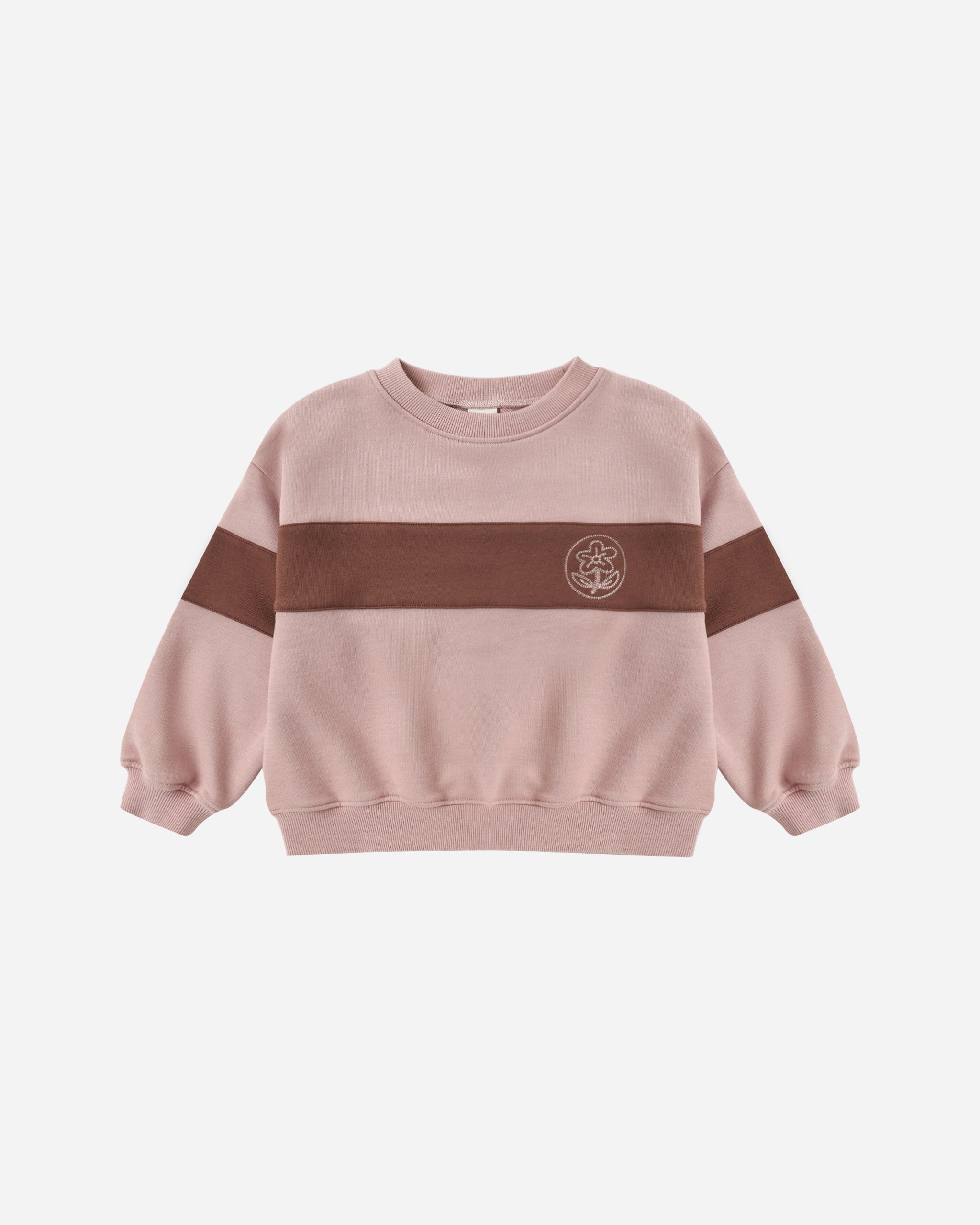 Panel Stripe Sweatshirt Rosewood - Rylee + Cru | Kids Clothes | Trendy Baby Clothes | Modern Infant Outfits |