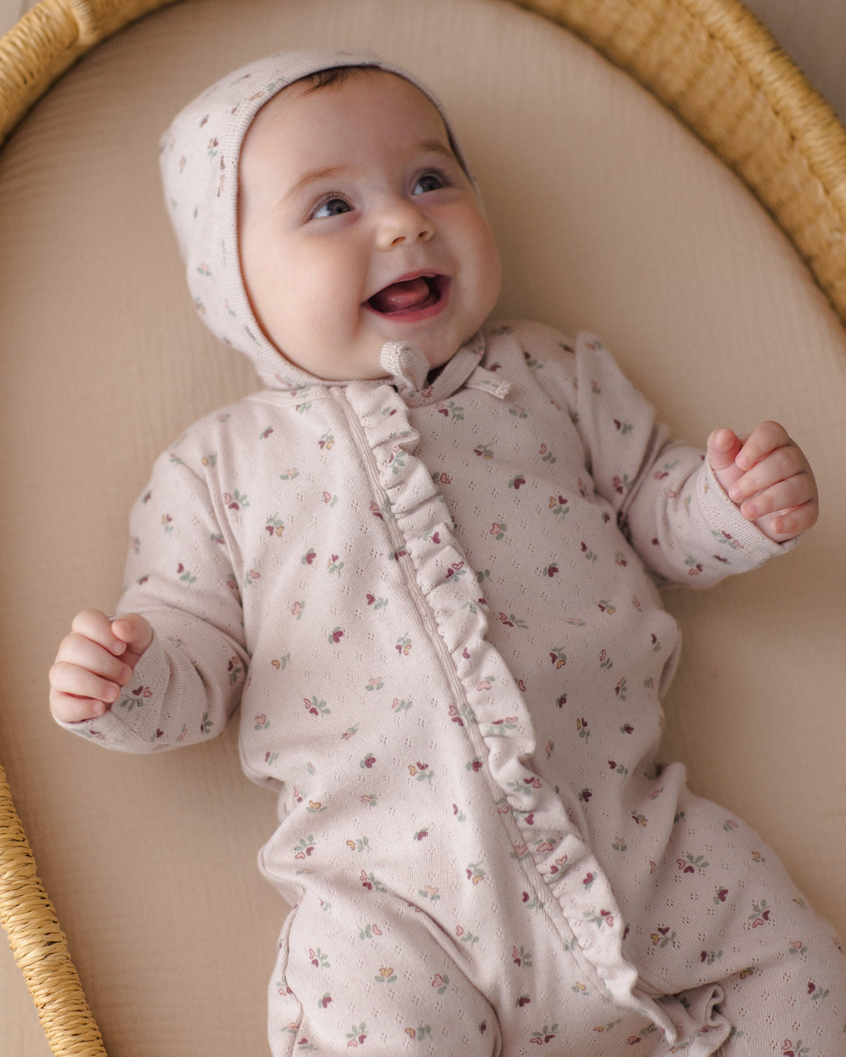 Baby Bonnet Heart Ditsy - Rylee + Cru | Kids Clothes | Trendy Baby Clothes | Modern Infant Outfits |
