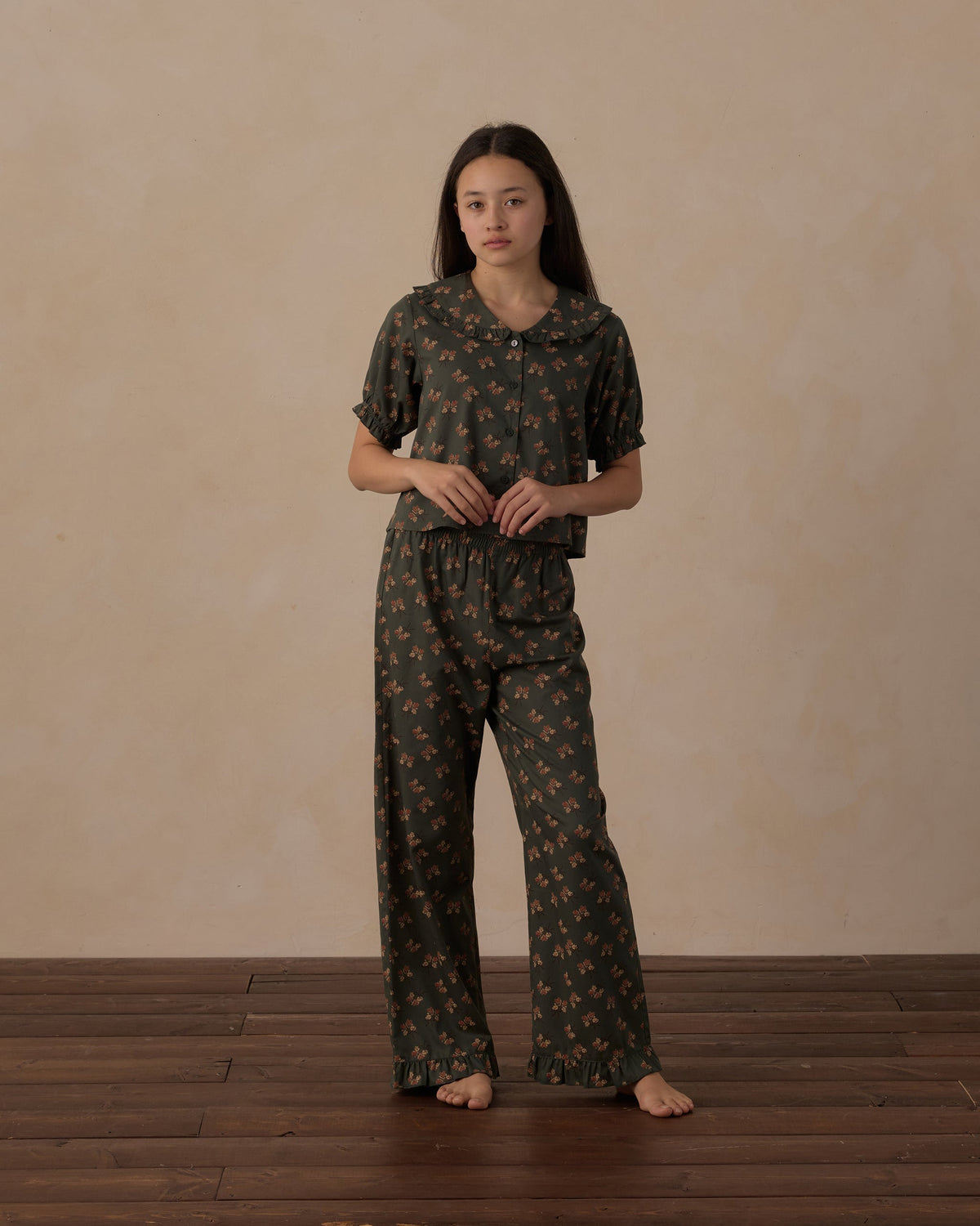 Teen Ruffle Pajamas Evergreen Bouquet - Rylee + Cru | Kids Clothes | Trendy Baby Clothes | Modern Infant Outfits |