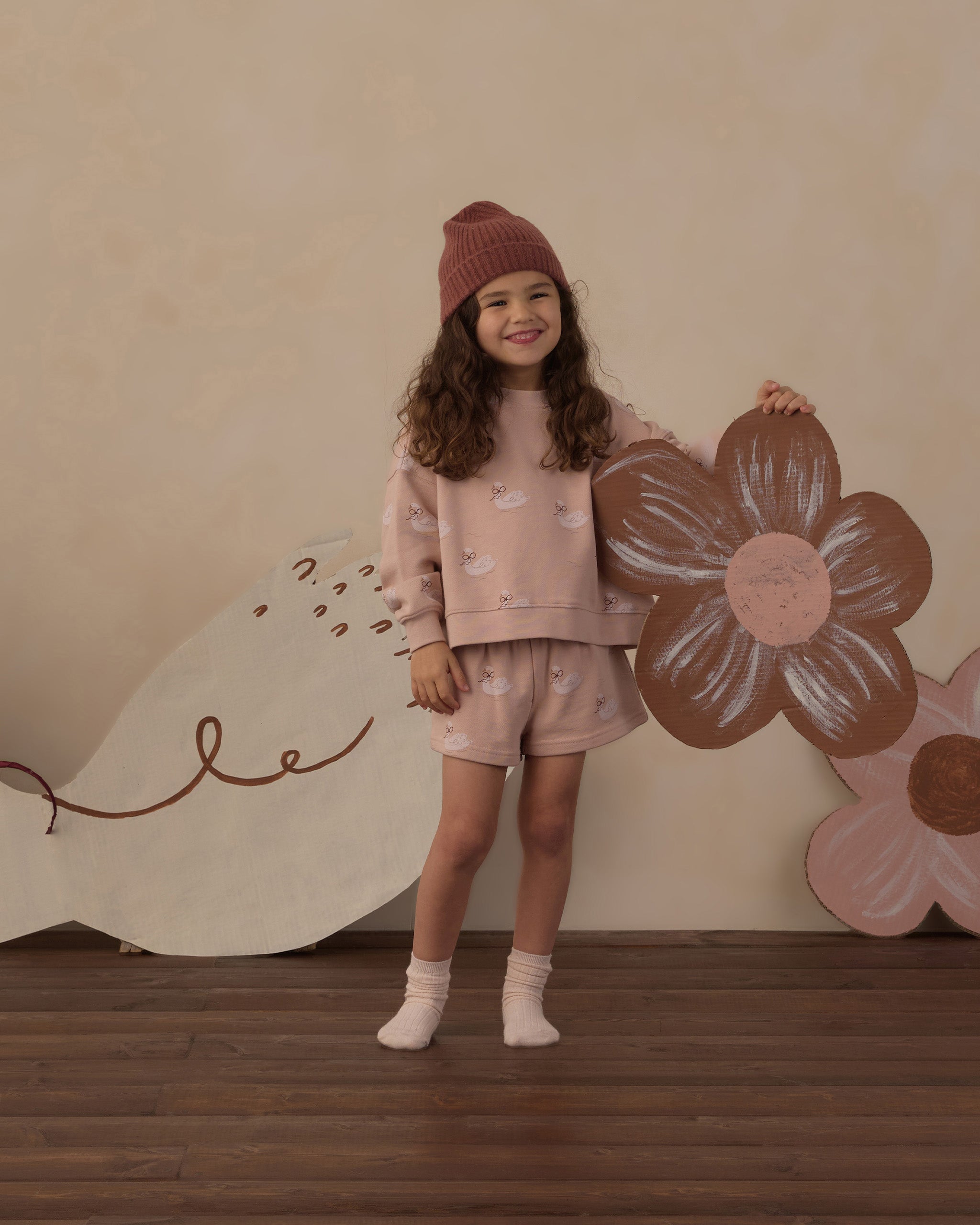 Track Short Swans - Rylee + Cru | Kids Clothes | Trendy Baby Clothes | Modern Infant Outfits |