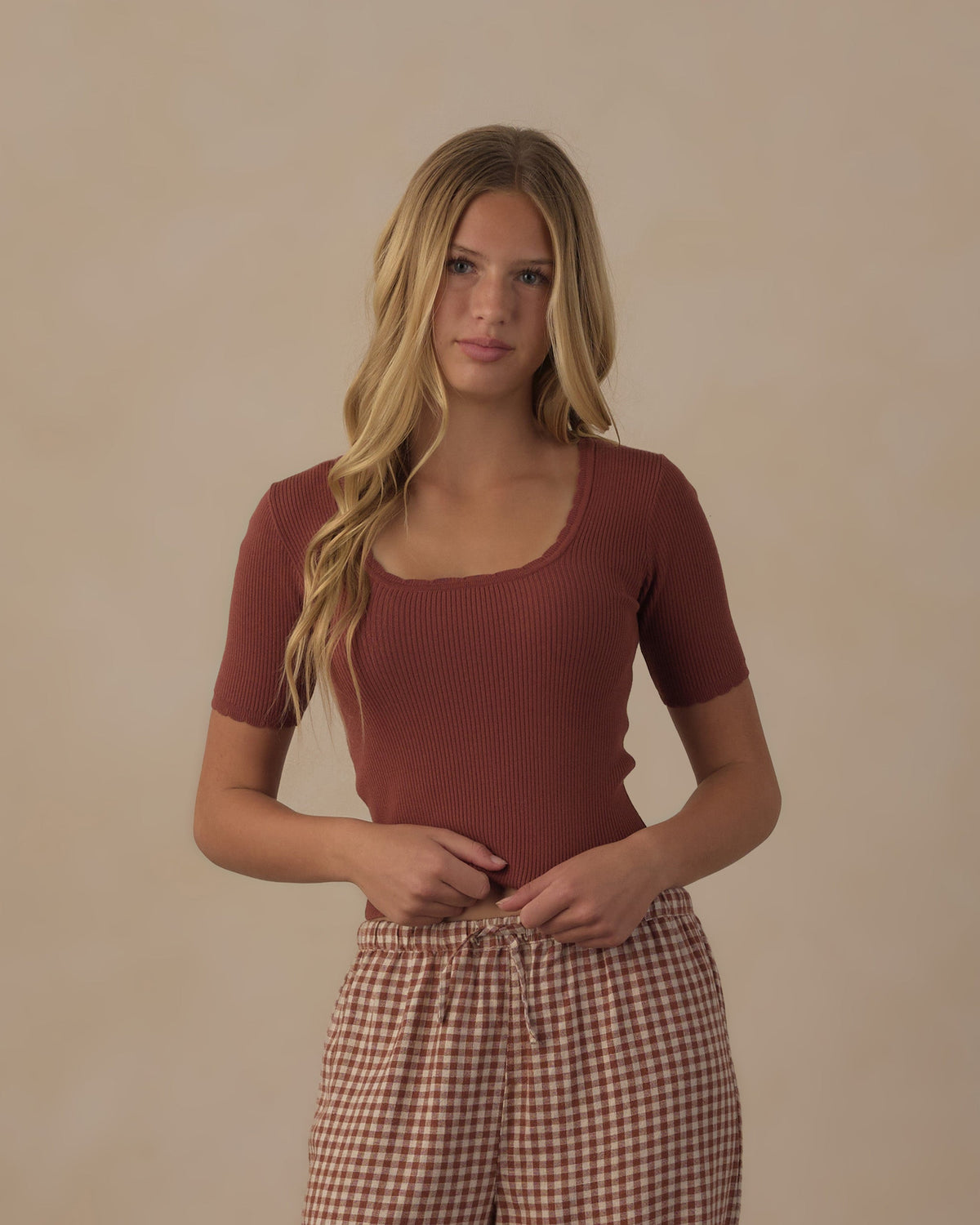 Teen Scallop Tee Brick - Rylee + Cru | Kids Clothes | Trendy Baby Clothes | Modern Infant Outfits |