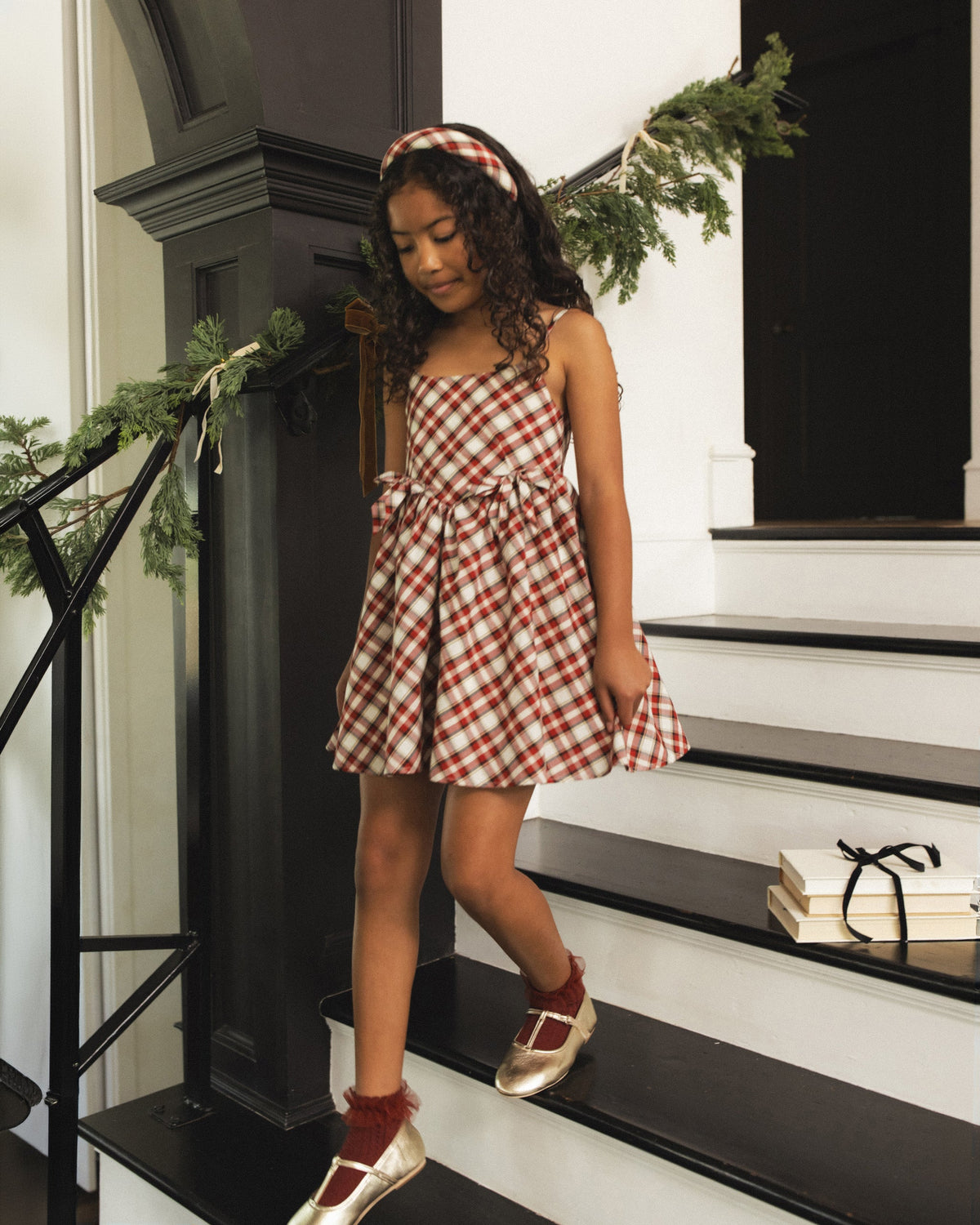 Serre-tête rembourré tartan de fête