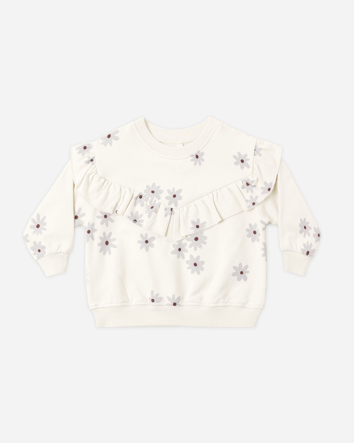 Ruffle Fleece Sweatshirt Blue Daisy - Rylee + Cru | Kids Clothes | Trendy Baby Clothes | Modern Infant Outfits |