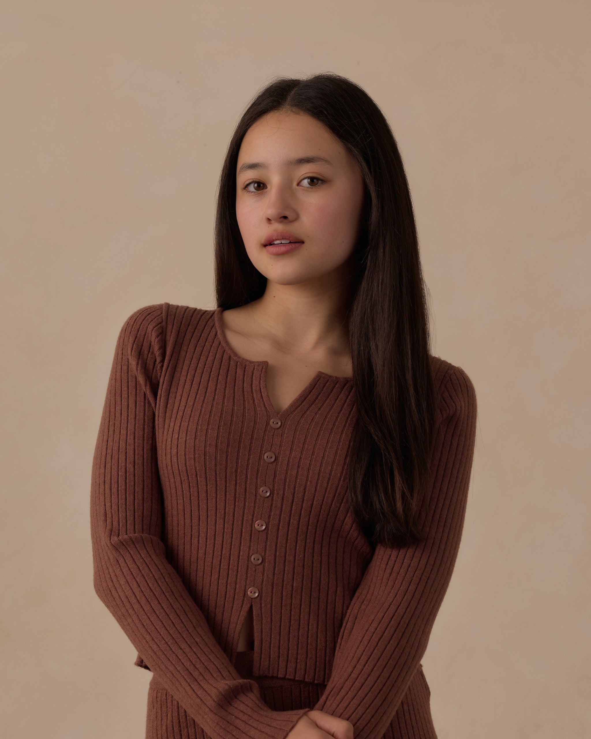 T-shirt en maille à manches longues pour adolescente, mûre