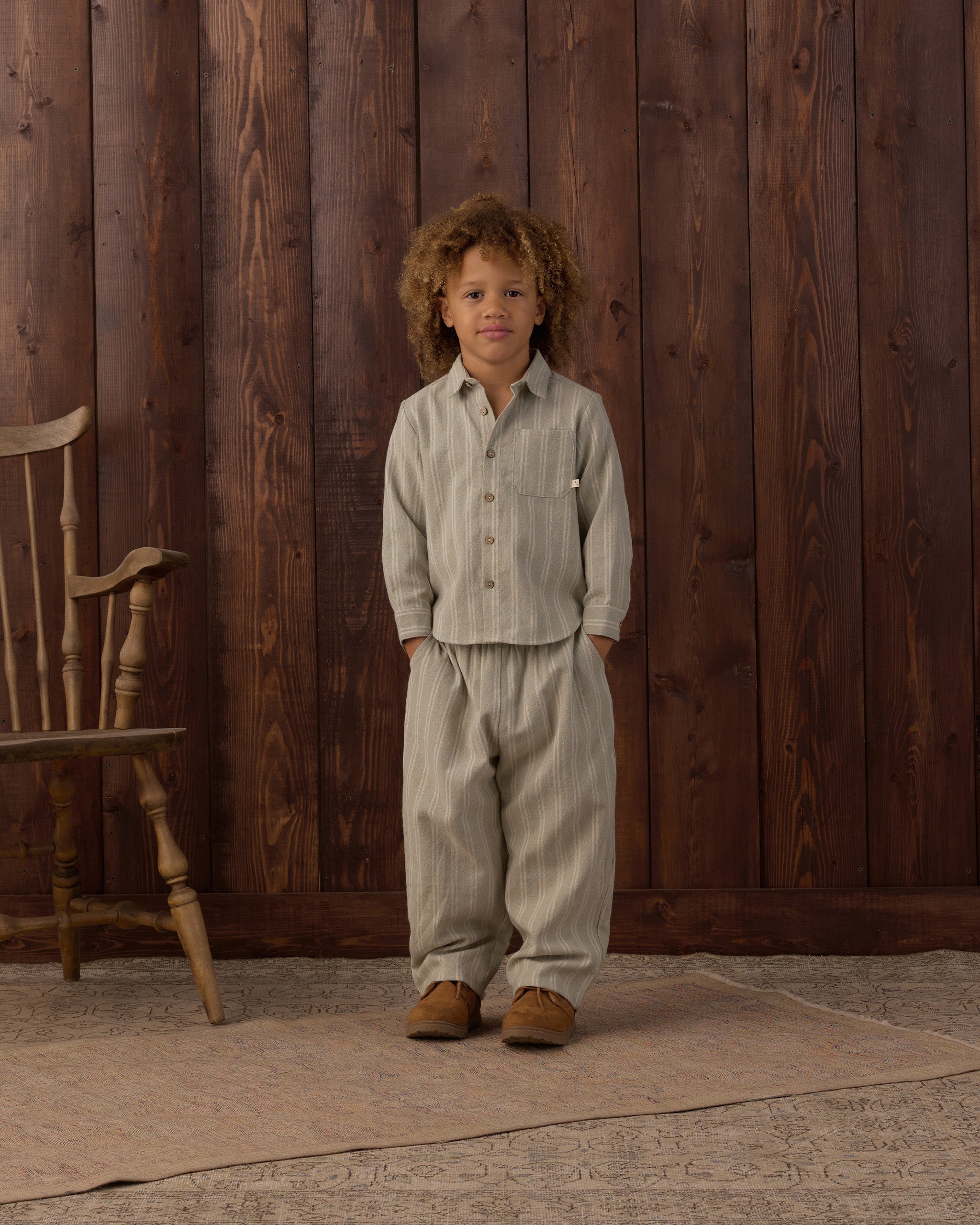 Palmer Pant Sage Pinstripe - Rylee + Cru | Kids Clothes | Trendy Baby Clothes | Modern Infant Outfits |