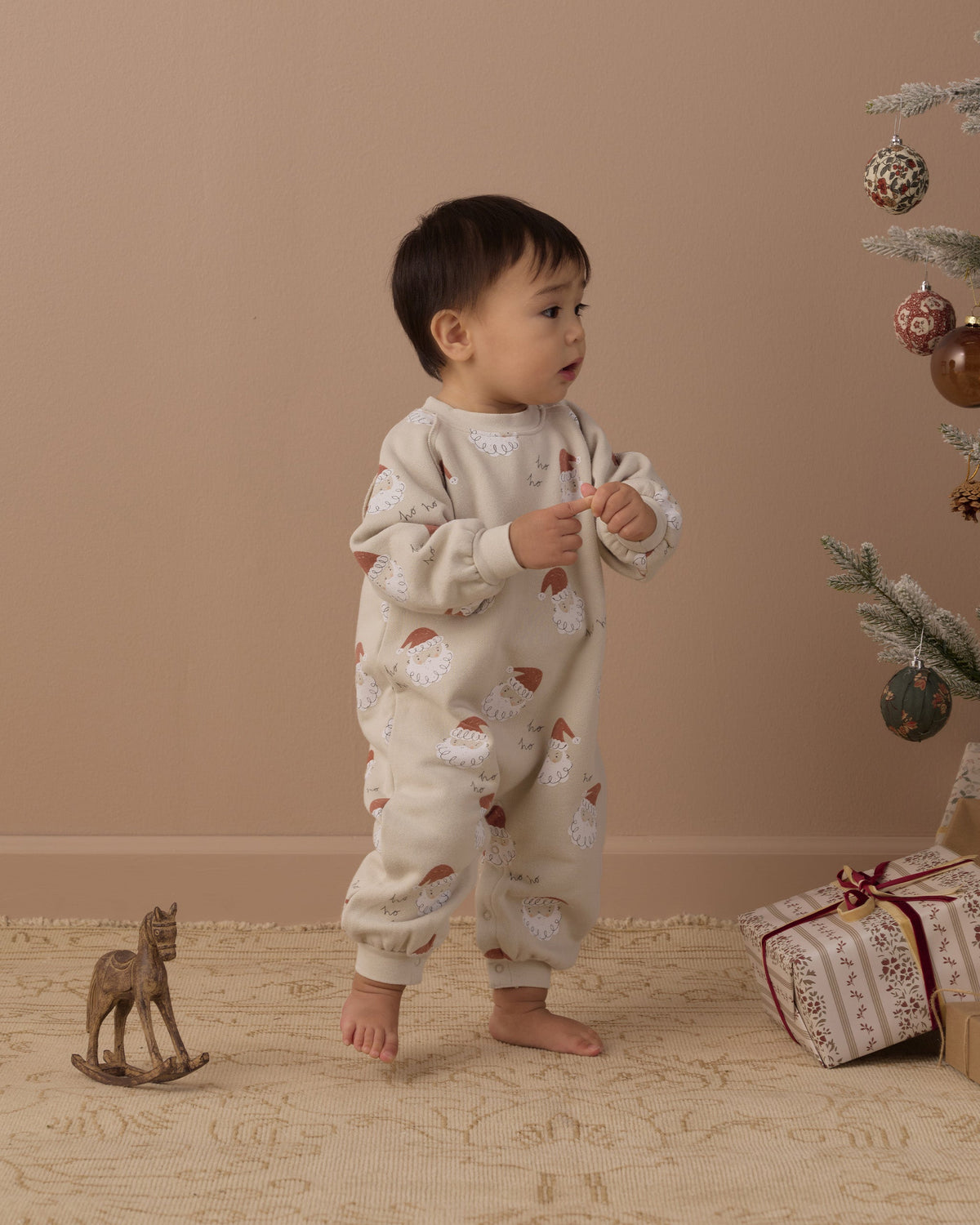 Raglan Jumpsuit Santa - Rylee + Cru | Kids Clothes | Trendy Baby Clothes | Modern Infant Outfits |