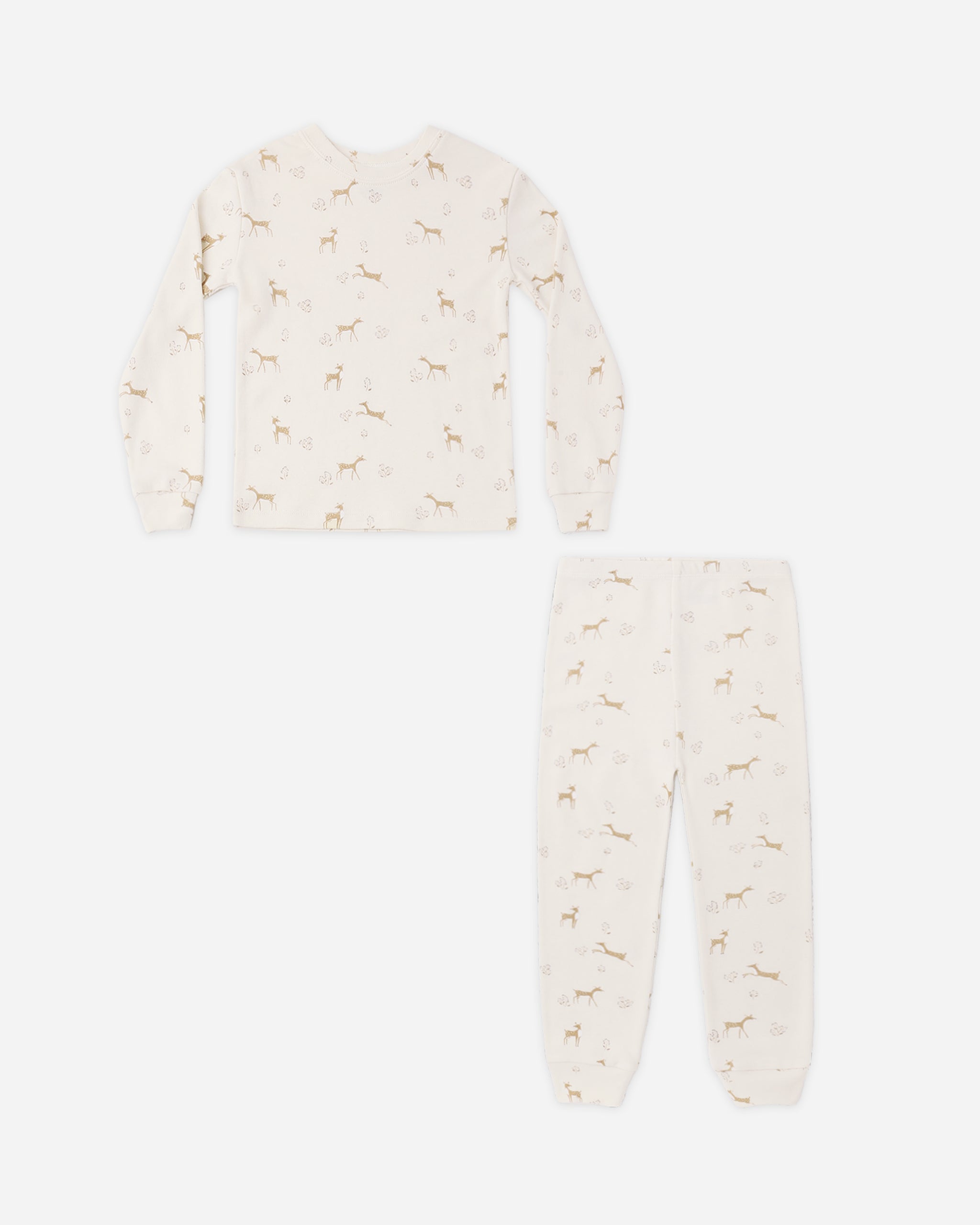 Organic Long Sleeve Pajama Set Fawns - Rylee + Cru | Kids Clothes | Trendy Baby Clothes | Modern Infant Outfits |