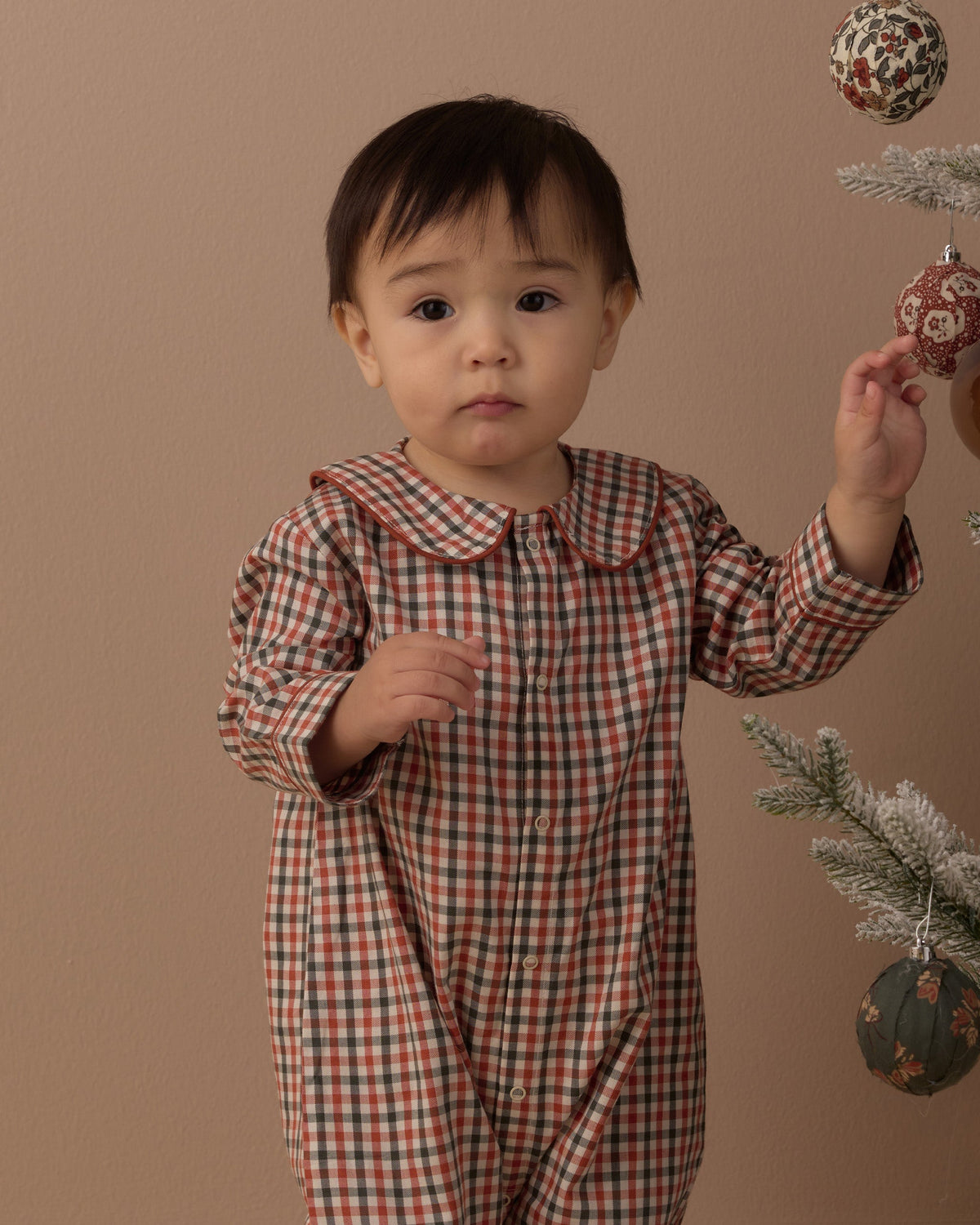 Baby Pajama Romper Holiday Gingham - Rylee + Cru | Kids Clothes | Trendy Baby Clothes | Modern Infant Outfits |