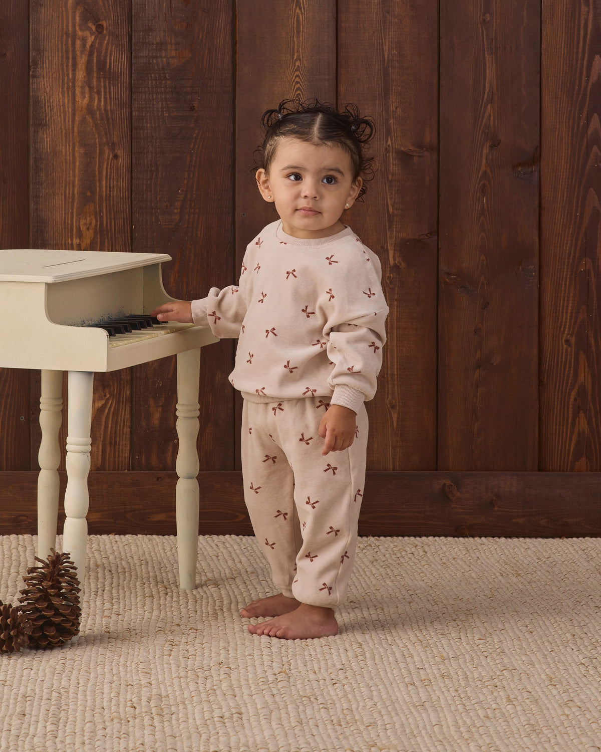 Velour Relaxed Sweatshirt Red Bows - Rylee + Cru | Kids Clothes | Trendy Baby Clothes | Modern Infant Outfits |