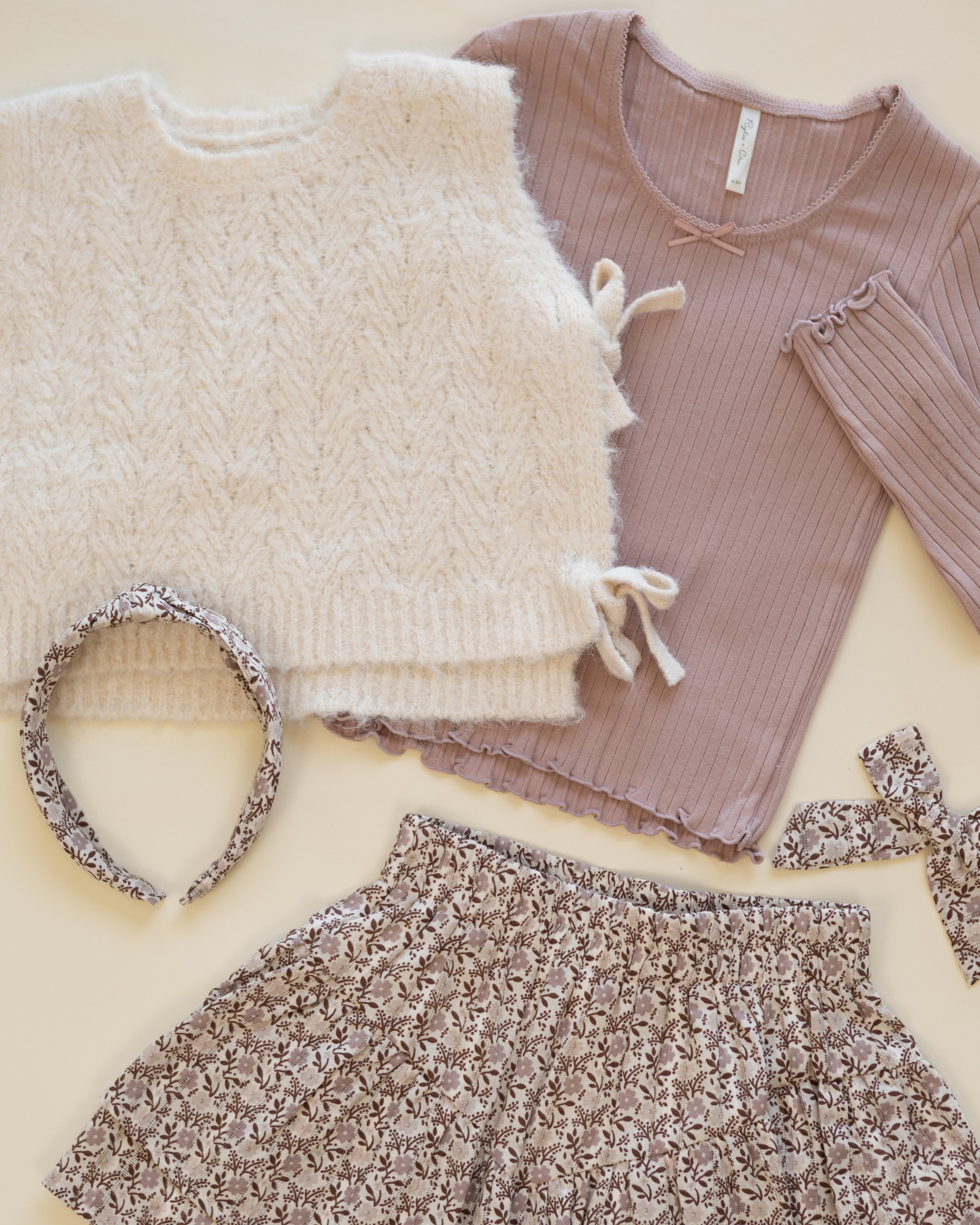 Bow Sweater Vest Ivory - Rylee + Cru | Kids Clothes | Trendy Baby Clothes | Modern Infant Outfits |