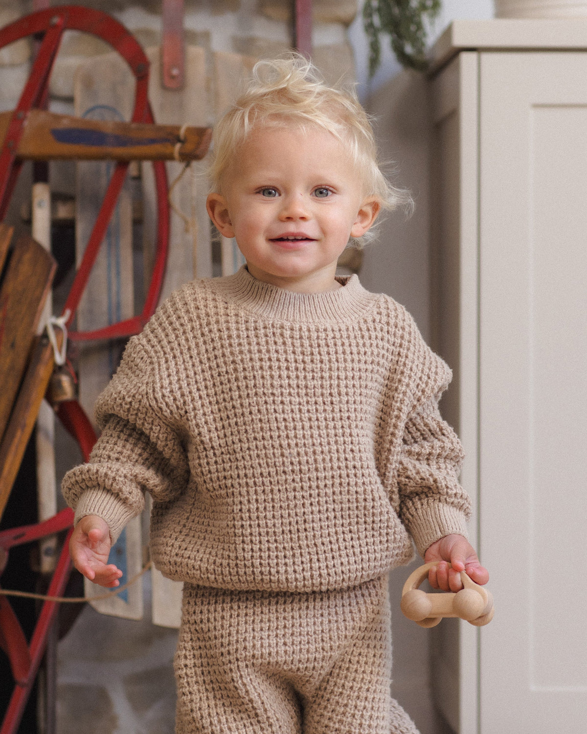 Chunky Knit Pant Heathered Latte - Rylee + Cru | Kids Clothes | Trendy Baby Clothes | Modern Infant Outfits |