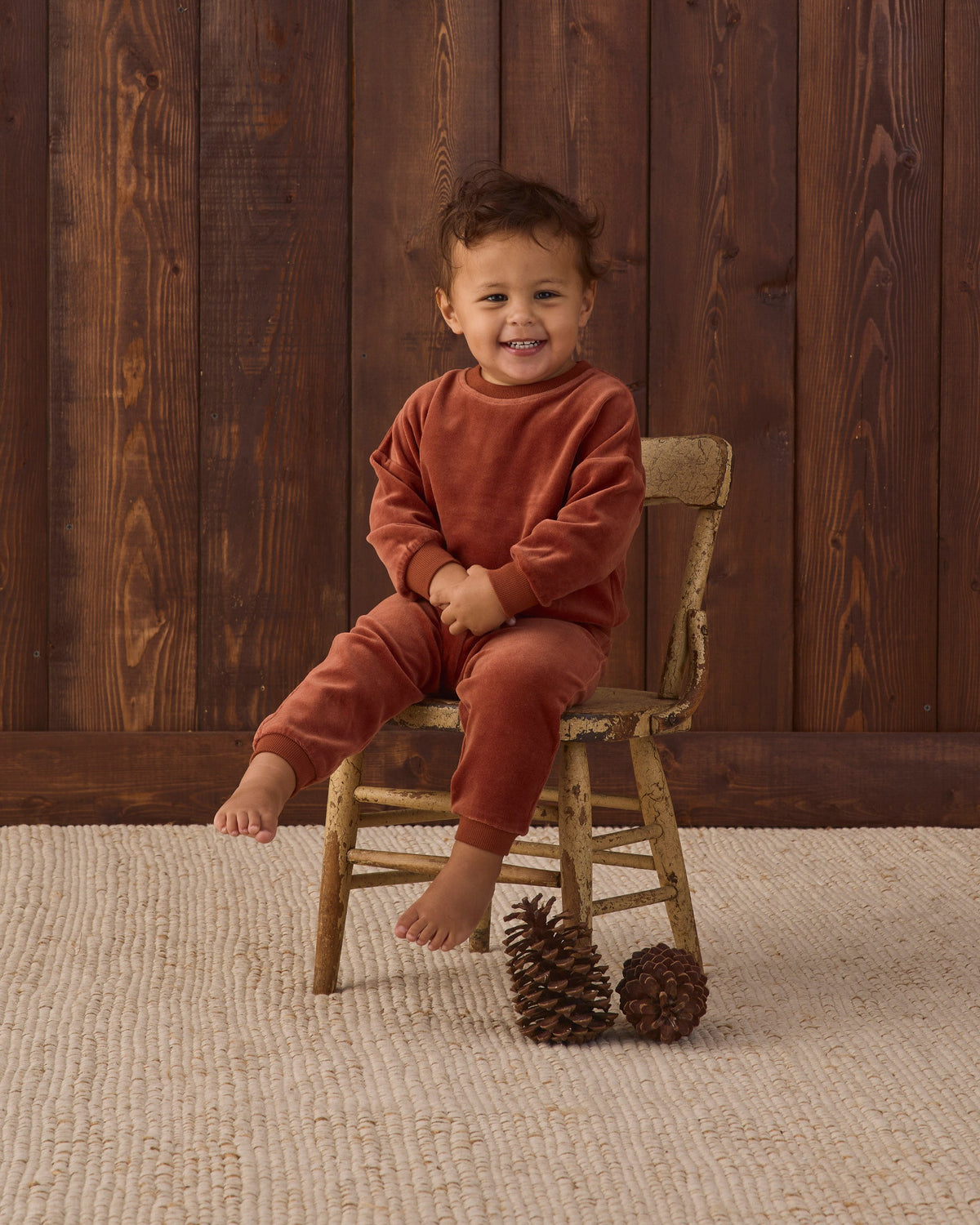 Velour Relaxed Sweatshirt Redwood - Rylee + Cru | Kids Clothes | Trendy Baby Clothes | Modern Infant Outfits |