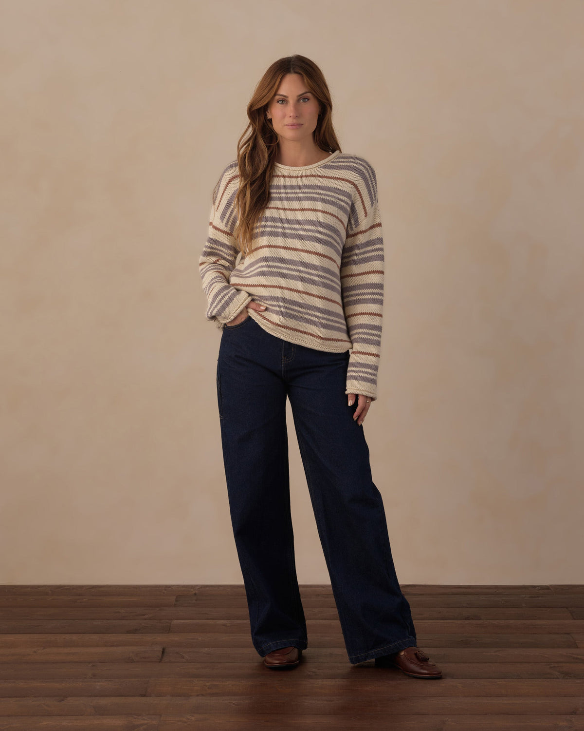 Women's Jacques Sweater Dusty Blue Stripe - Rylee + Cru | Kids Clothes | Trendy Baby Clothes | Modern Infant Outfits |