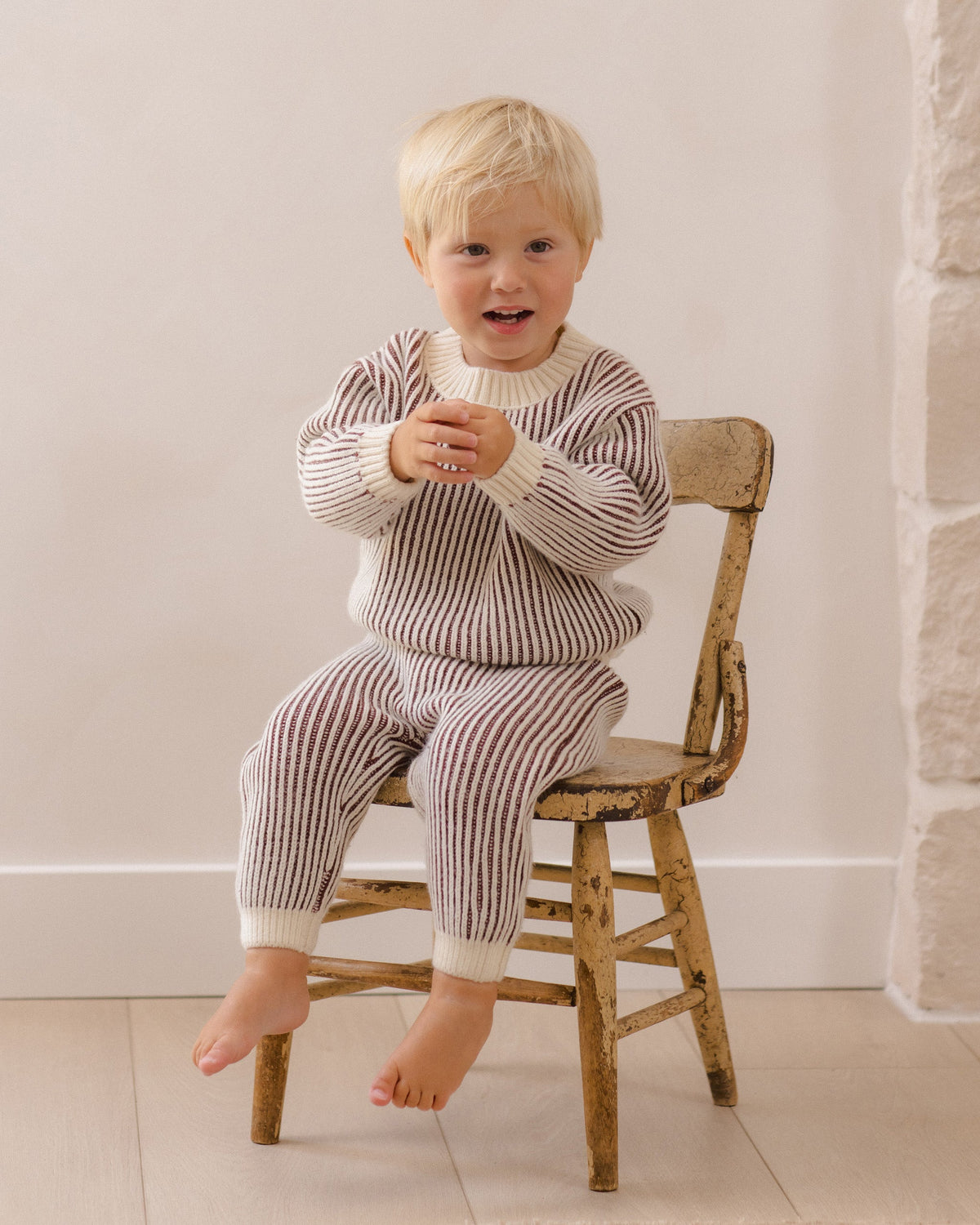 Relaxed Knit Sweater Black Cherry Stripe - Rylee + Cru | Kids Clothes | Trendy Baby Clothes | Modern Infant Outfits |