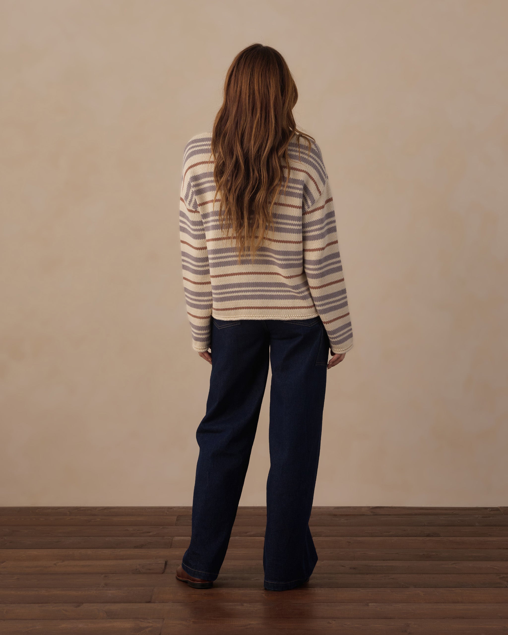 Women's Jacques Sweater Dusty Blue Stripe - Rylee + Cru | Kids Clothes | Trendy Baby Clothes | Modern Infant Outfits |