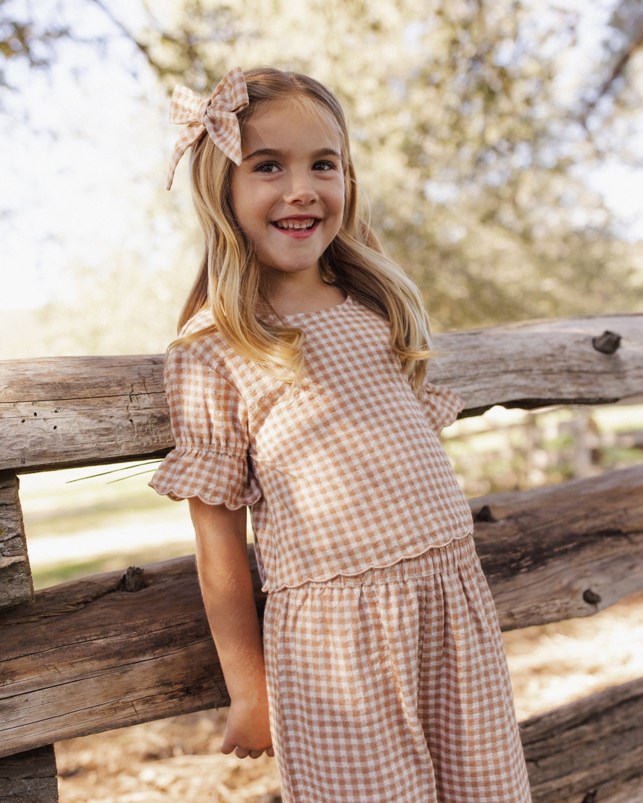 Bow Fawn Gingham - Rylee + Cru | Kids Clothes | Trendy Baby Clothes | Modern Infant Outfits |