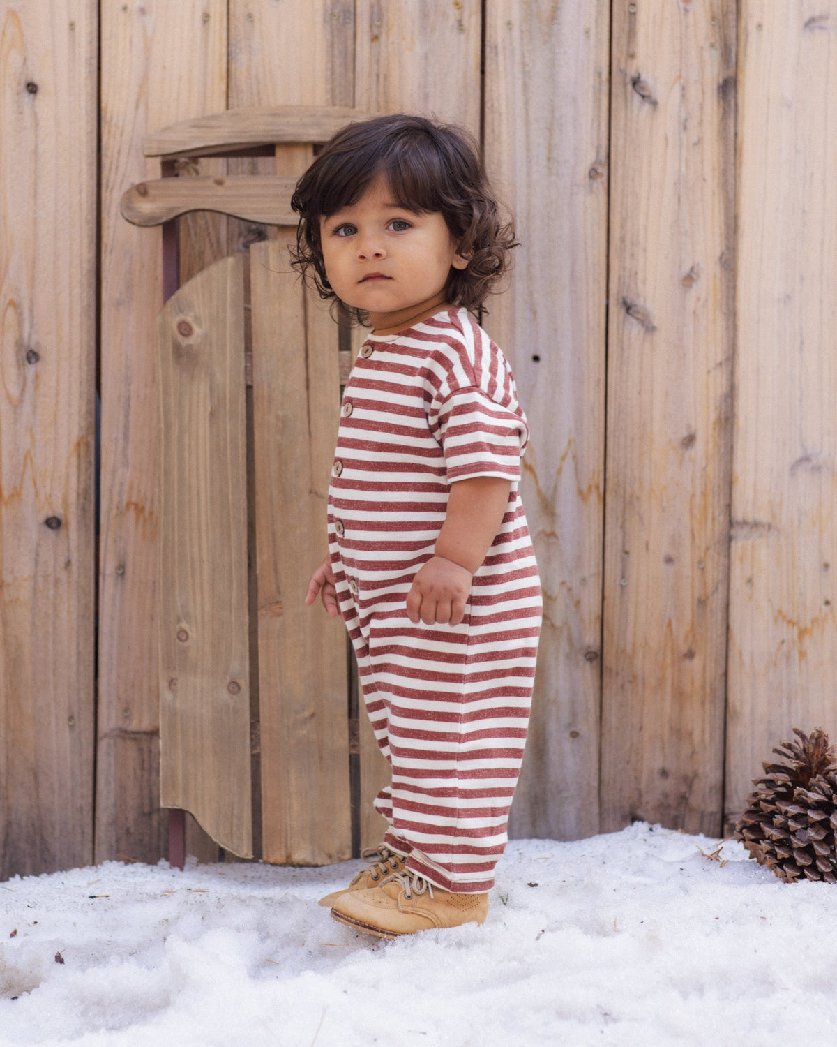 Hayes Jumpsuit Brick Stripe - Rylee + Cru | Kids Clothes | Trendy Baby Clothes | Modern Infant Outfits |