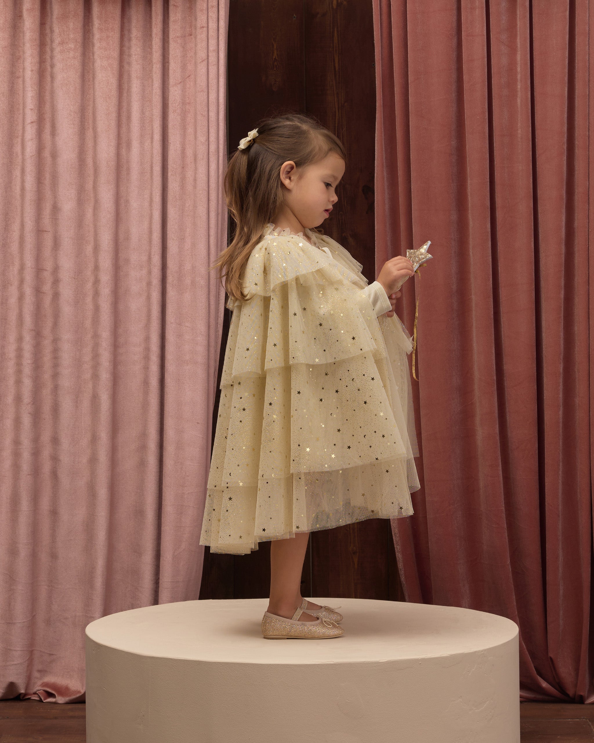 Tulle Cape Champagne Star - Rylee + Cru | Kids Clothes | Trendy Baby Clothes | Modern Infant Outfits |