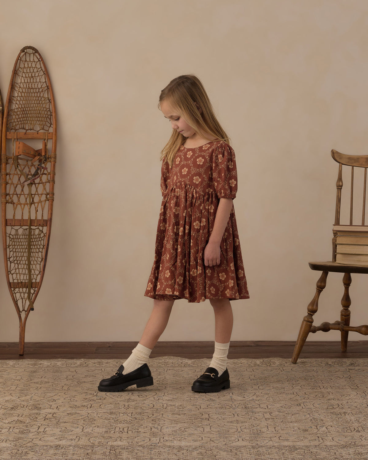 Rose Dress Brick Daisies - Rylee + Cru | Kids Clothes | Trendy Baby Clothes | Modern Infant Outfits |