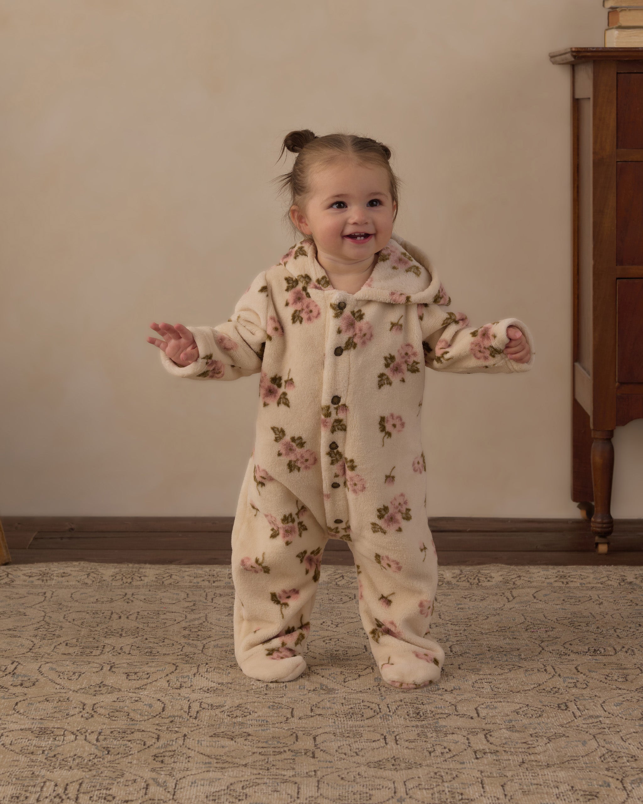 Fleece Jumpsuit Rose Garden - Rylee + Cru | Kids Clothes | Trendy Baby Clothes | Modern Infant Outfits |