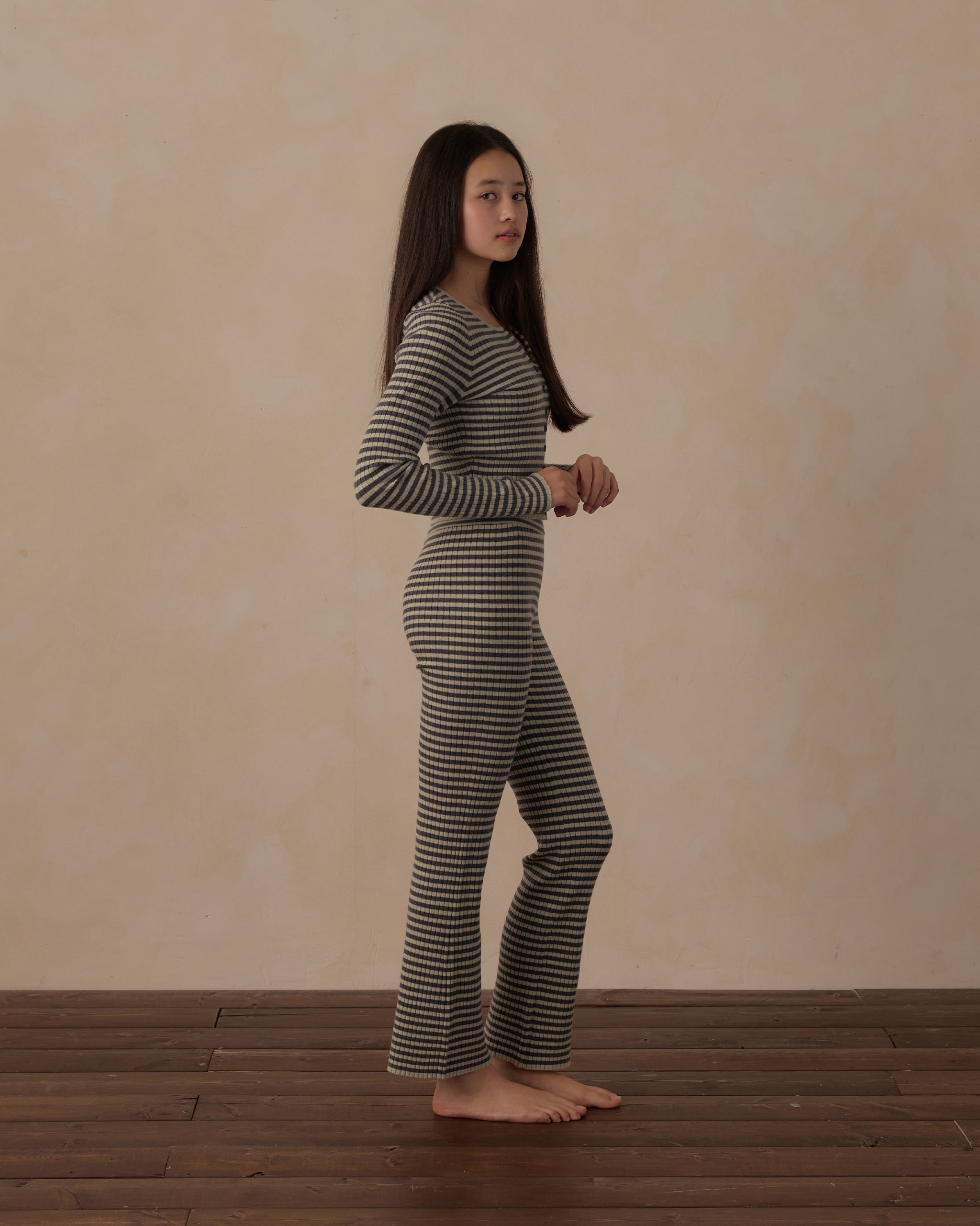 Teen Long Sleeve Knit Tee Midnight Stripe - Rylee + Cru | Kids Clothes | Trendy Baby Clothes | Modern Infant Outfits |